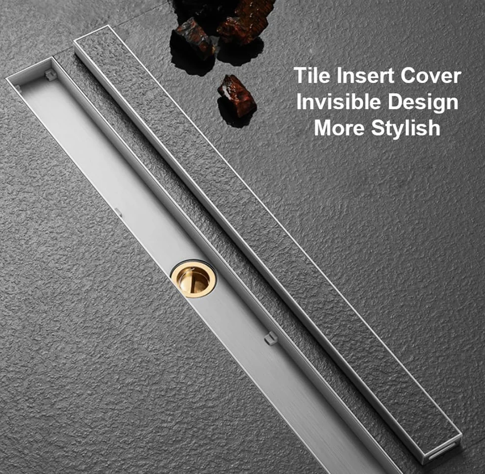 304 inless stalowy liniowy odpływ prysznicowy szczotkowane srebro z płytkami rt panel 120 cm wykop podłogowy odpływ do łazienki i balkonu boczny wylot projekt
