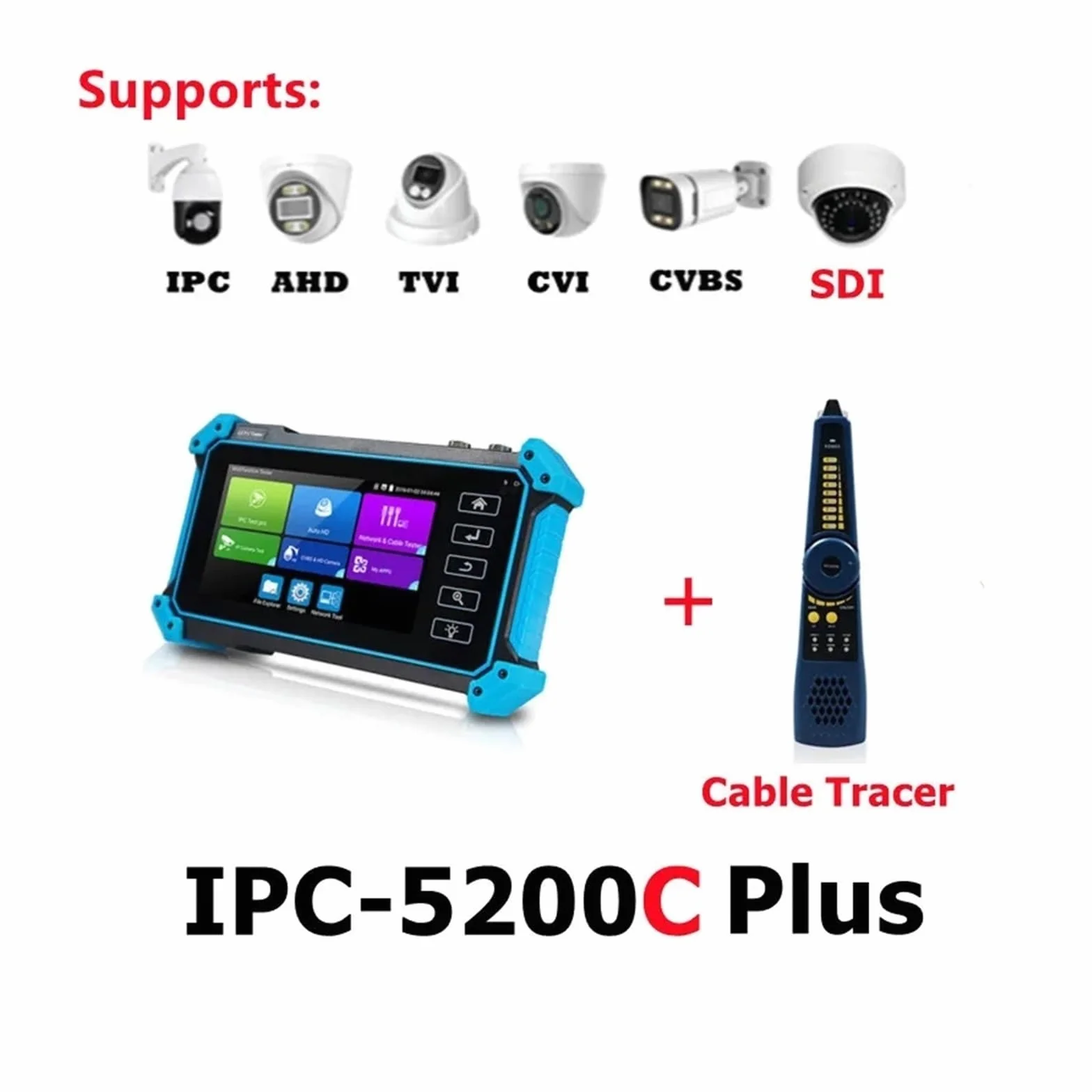 Tester CCTV, IPC5200C Tester monitora CCTV 4K | Z Tester kamery IP Analogowy tester monitoringu wideo CCTV IP PoE RJ45 Test kabla TDR do testowania kamer CCTV i IP.