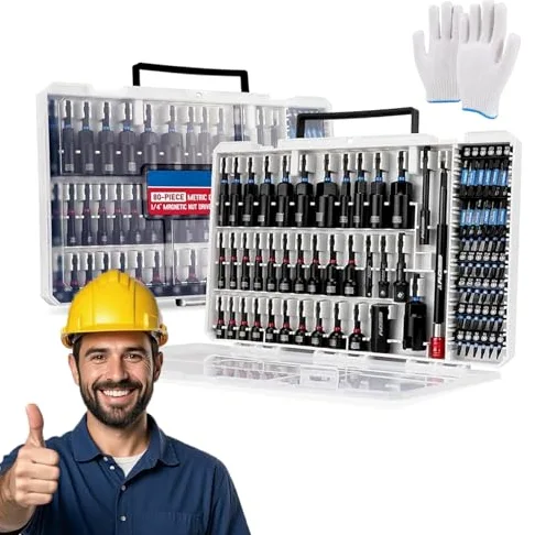 80pc Magnetic Impact Nut Driver Set, adaptery gniazda stalowego S2 i uchwyt na bity do konstrukcji warsztatu garażowego DIY, trwałe pudełko do przechowywania