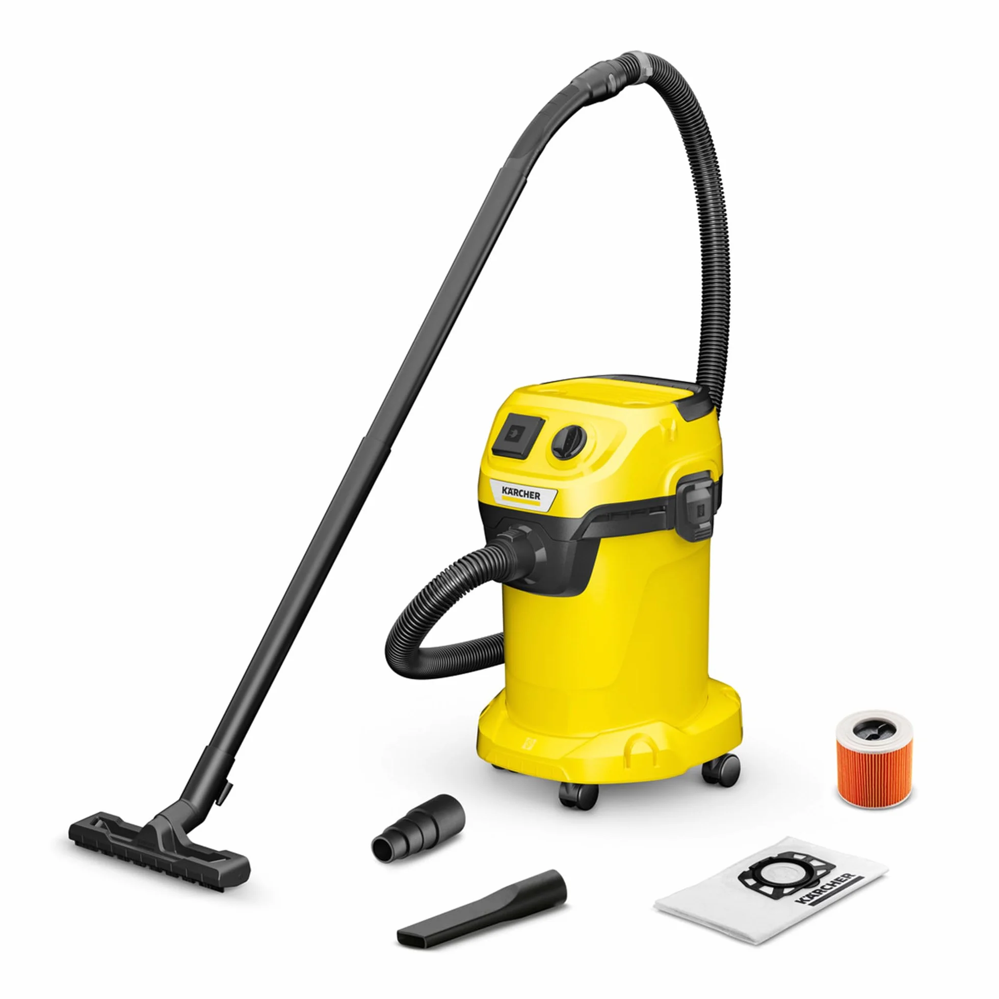 Kärcher odkurzacz uniwersalny WD 3 P V-19/4/20, 1000 W, plastikowy zbiornik, wąż ssący, filtr kartridżowy, fizelinowa torebka filtracyjna, ssawka podłogowa i szczelinowa, adapter do elektronarzędzi