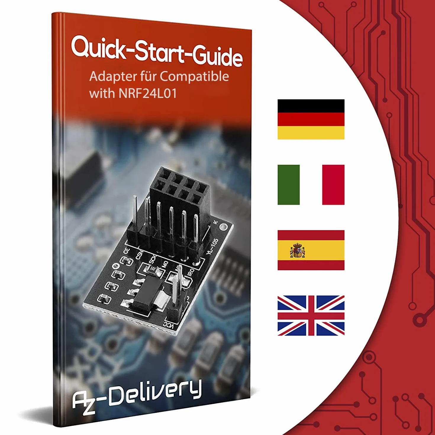 AZDelivery 3 x Adapter Compatible with NRF24L01 do bezprzewodowego modułu nadawczo-odbiorczego RF 2,4 GHz 3,3 V z 8 pinami