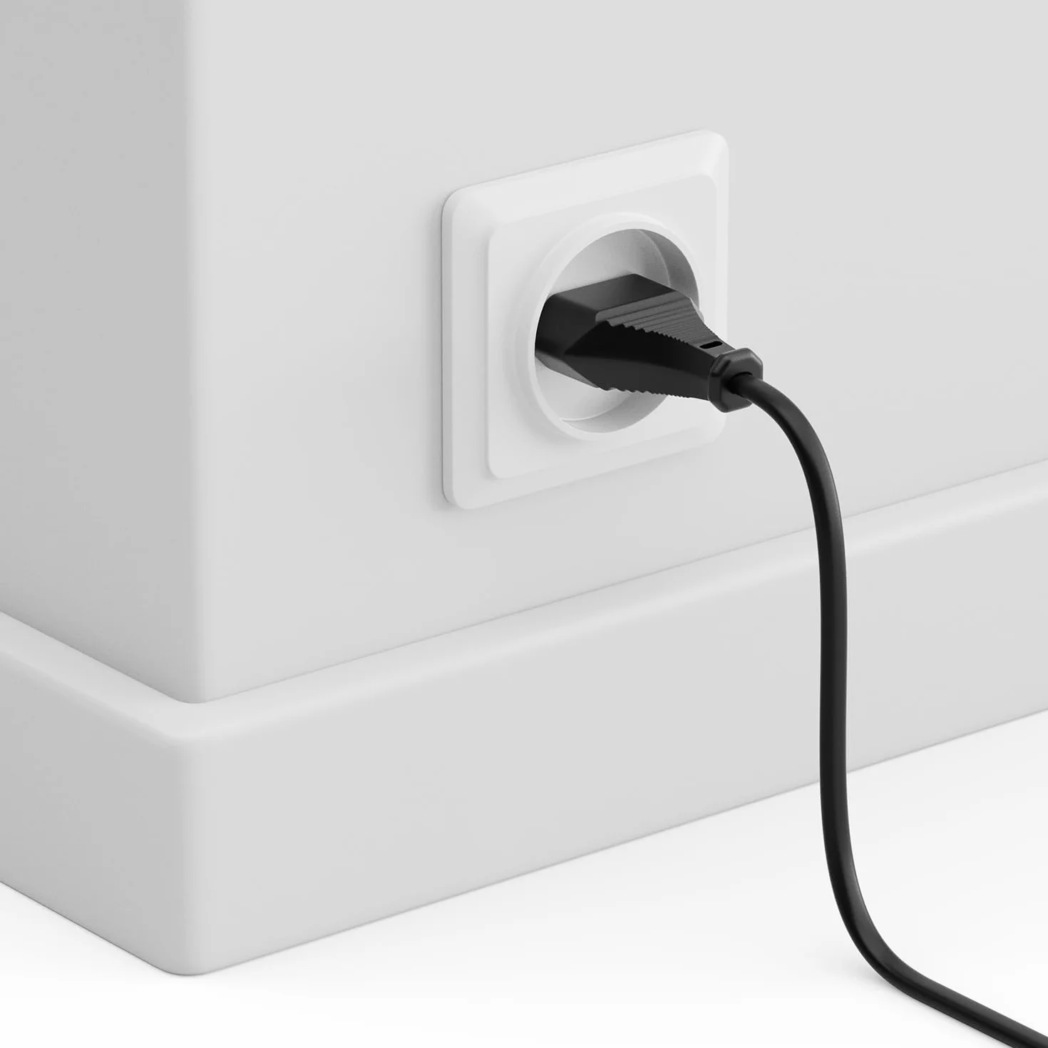 deleyCON 7,5m Kabel Zasilający Przewód Prądu Wtyk Typ C Euro na Gniazdo C7 90° Kątowy Euro Przewód Zasilania do Urządzeń Małych TV Blu-Ray Sprzęt Domowy Zasilacze - Czarny