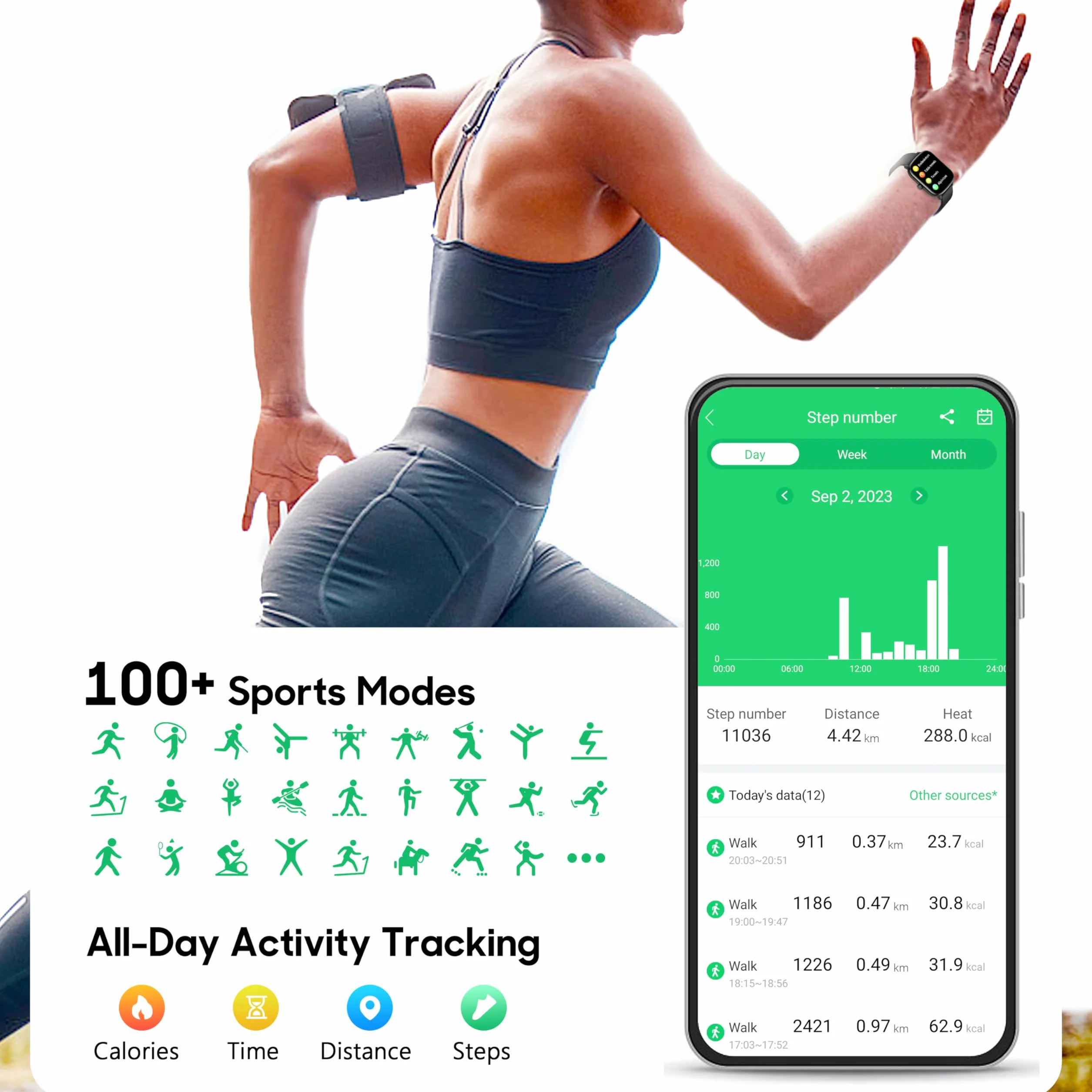 KALINCO Smartwatch dla kobiet i mężczyzn, 1,69" 100+ trybów sportowych, pulsometr, SpO2, inteligentny zegarek Android