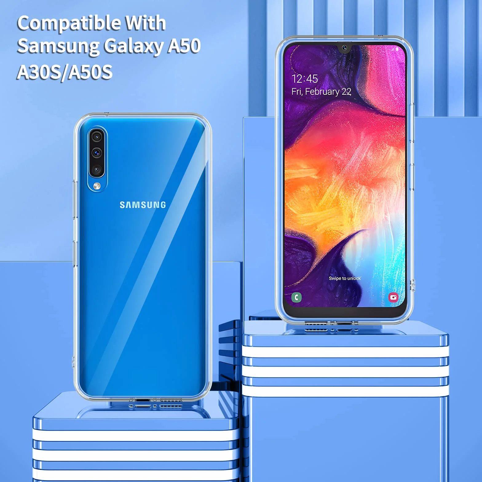 Phoona Etui Samsung Galaxy A50 Szkło Hartowane TPU Odporne na Wstrząsy