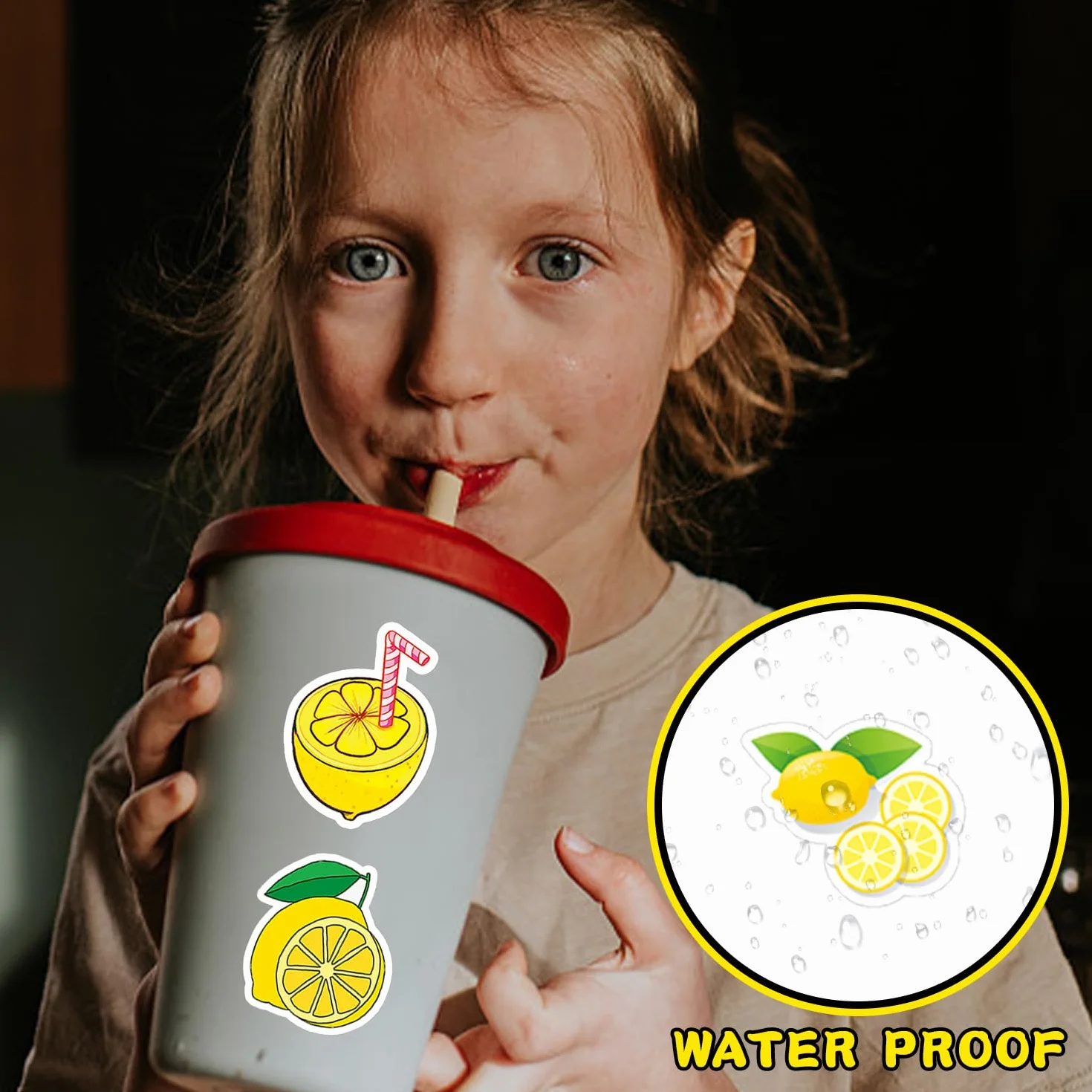 Wodoodporne naklejki cytrynowe żółte 100 sztuk