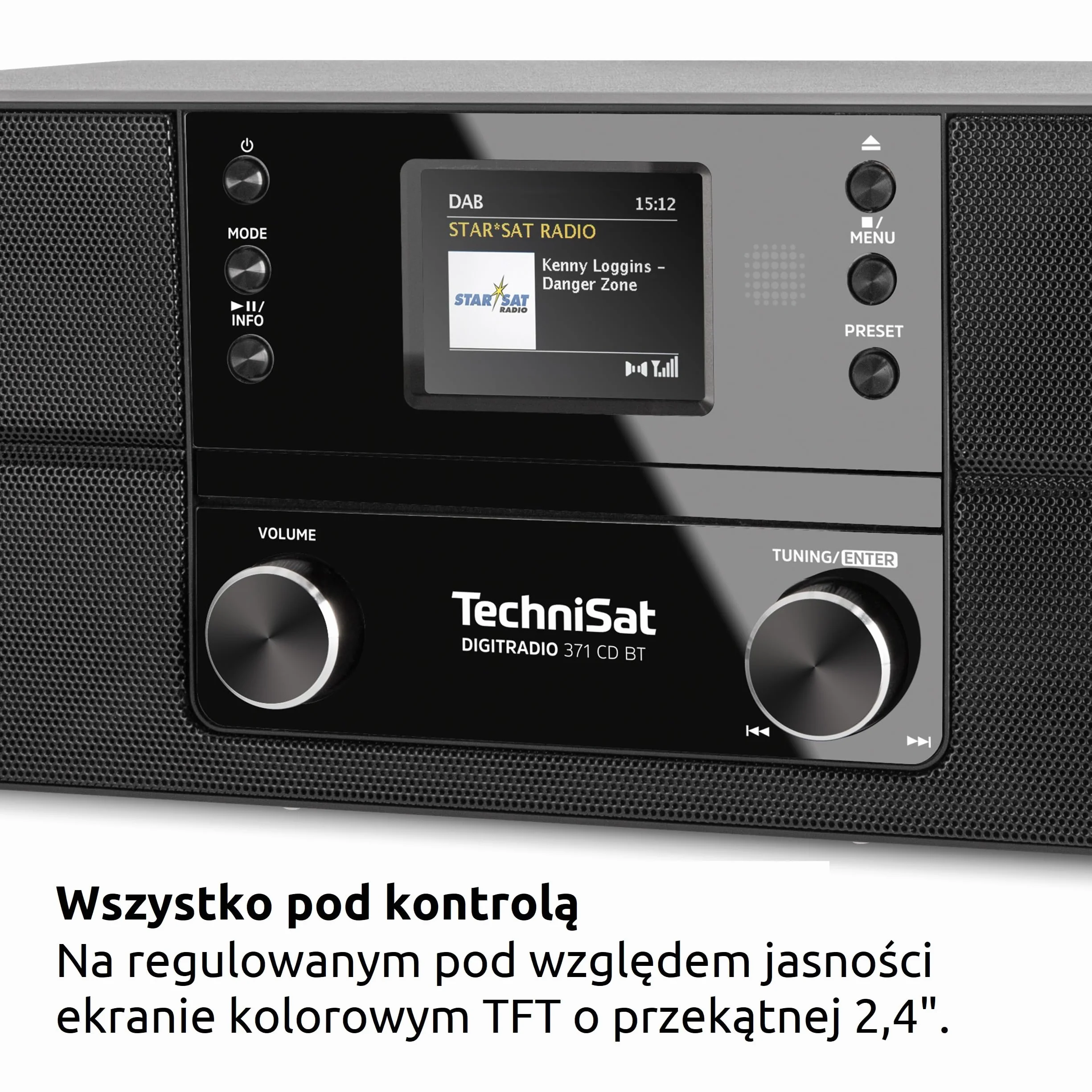 TechniSat DIGITRADIO 371 CD BT - cyfrowe radio stereofoniczne (DAB+, FM, odtwarzacz CD, Bluetooth, kolorowy wyświetlacz, USB, AUX, gniazdo słuchawkowe, budzik, 10 W, pilot zdalnego sterowania) czarny