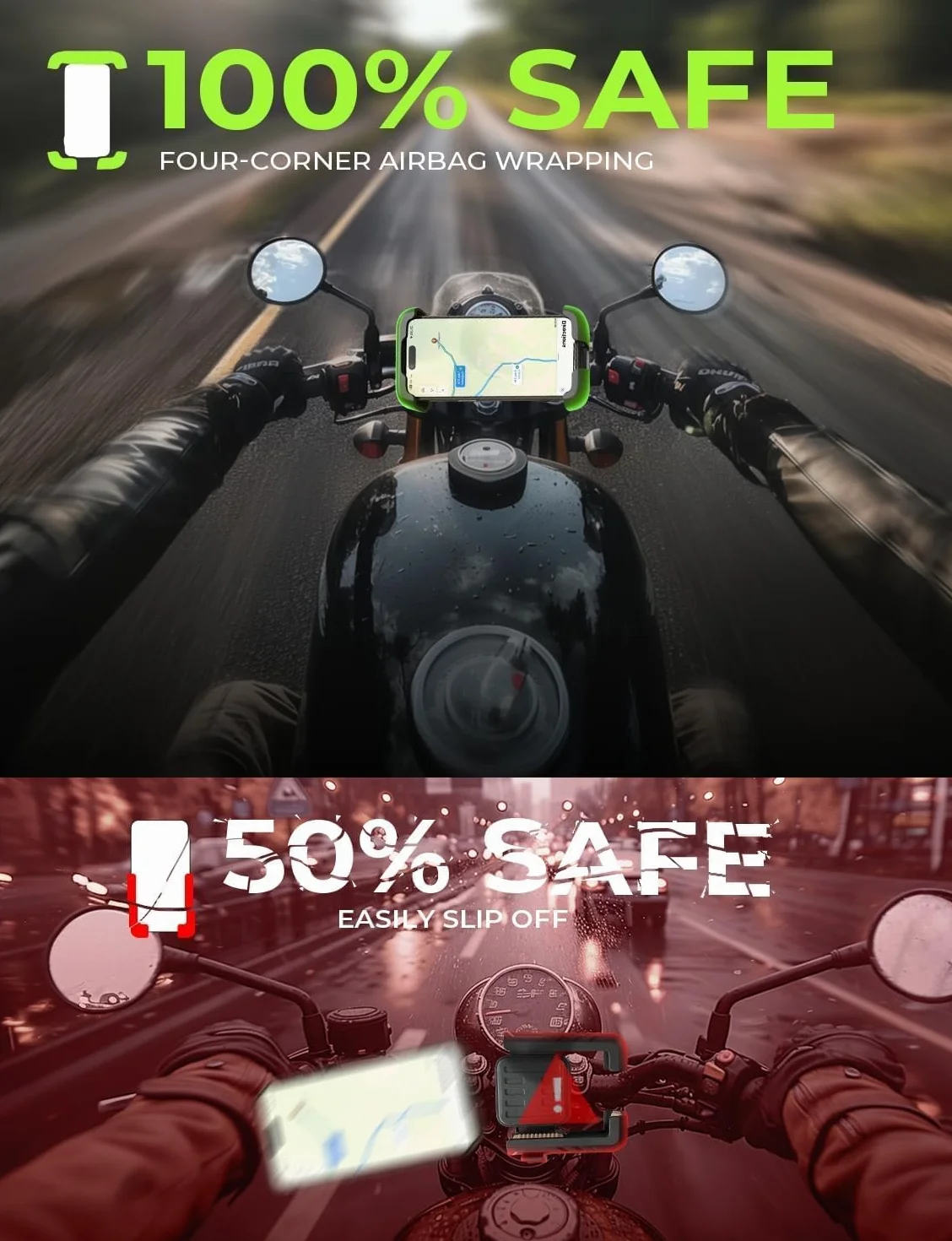 LISEN Uchwyt na telefon rowerowy, [bardzo łatwa instalacja] Motocyklowy uchwyt na telefon, akcesoria rowerowe, uchwyt na kierownicę rowerową, prezent dla dorosłych, dzieci, górski, mini rower