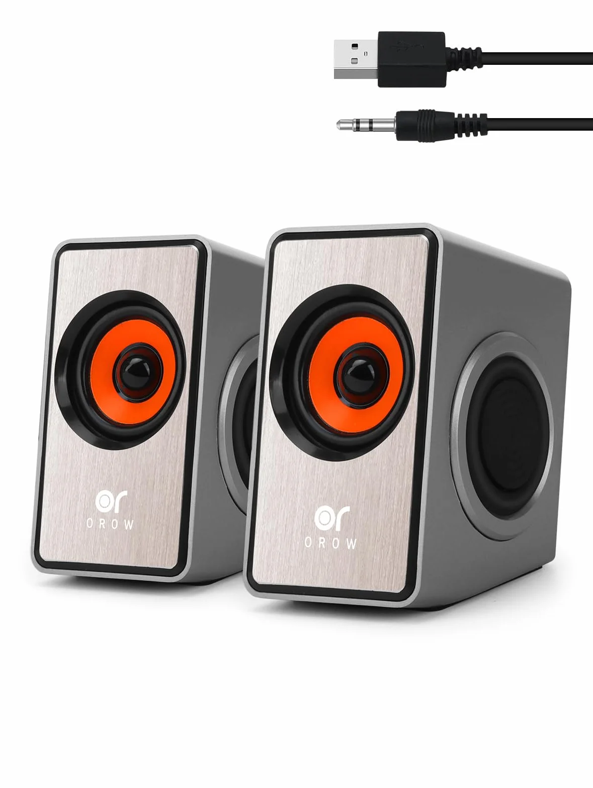 OROW głośnik PC 12 W mini głośnik USB z membraną basową srebrny