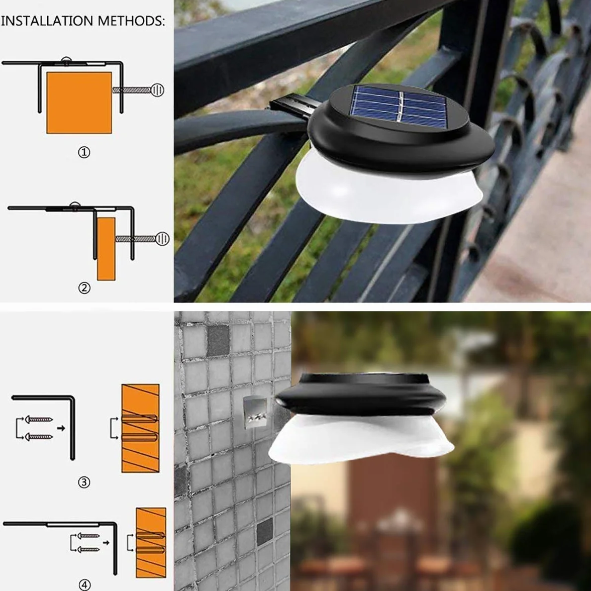SMY Lighting Lampa solarna LED do użytku na zewnątrz, z regulowanym uchwytem, wodoodporna IP55, do ogrodzenia, ogrodu, na ścianę, podwórko, (czysta biel)