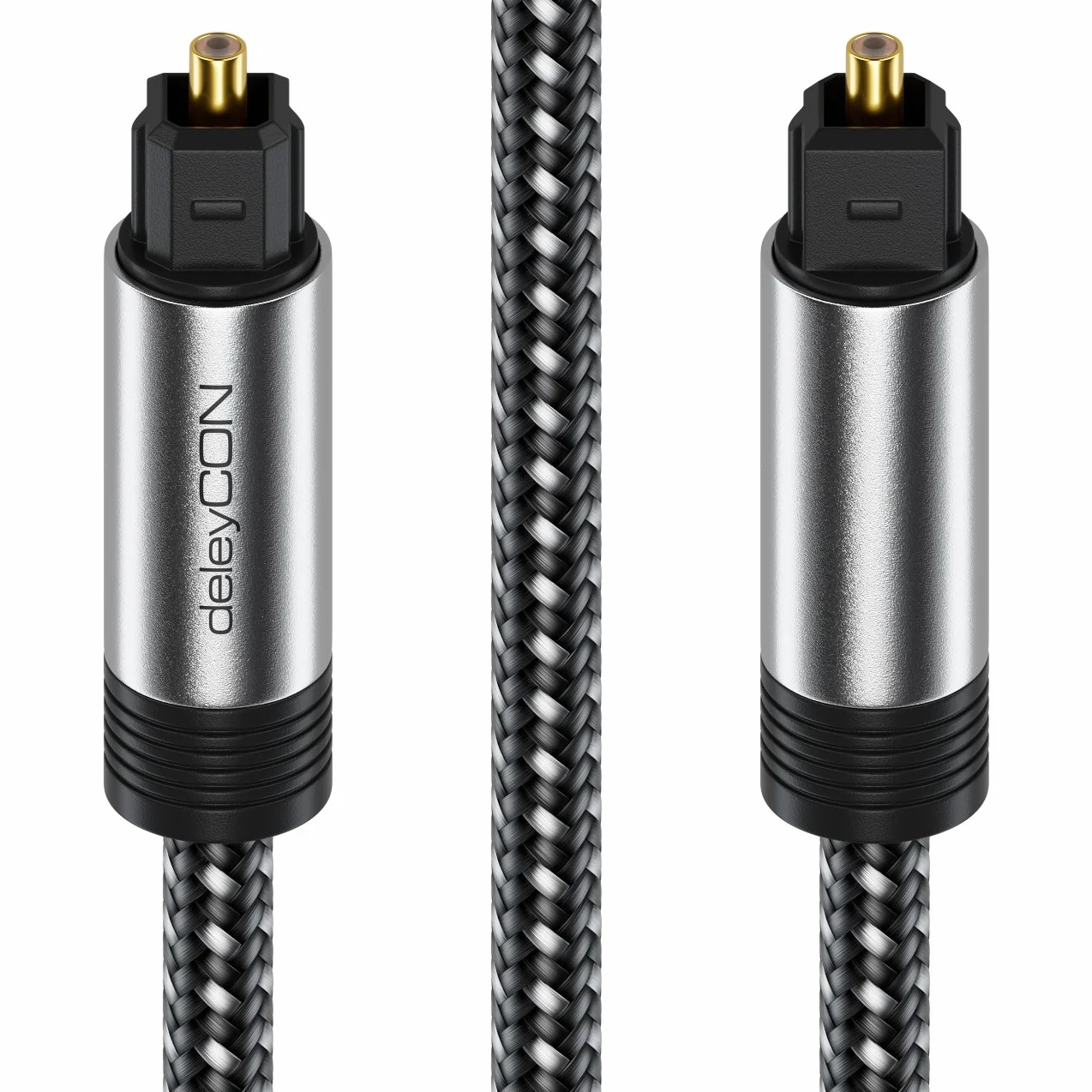 deleyCON 1,5m Kabel Toslink Optyczny Cyfrowy Przewód Audio z Metalowymi Wtykami & Oplot Nylonowy - SPDIF Światłowód