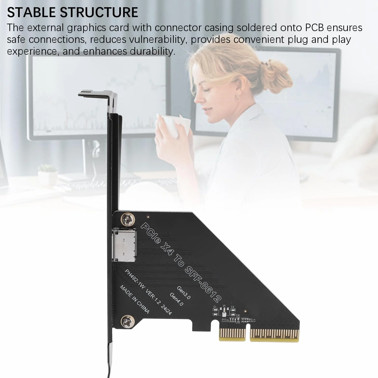 PCIE 4.0 X4 do OCULINK SFF 8612 Adapter, SFF-8611 Zewnętrzna Karta Graficzna, Szybki Przesył Danych dla NVME SSD