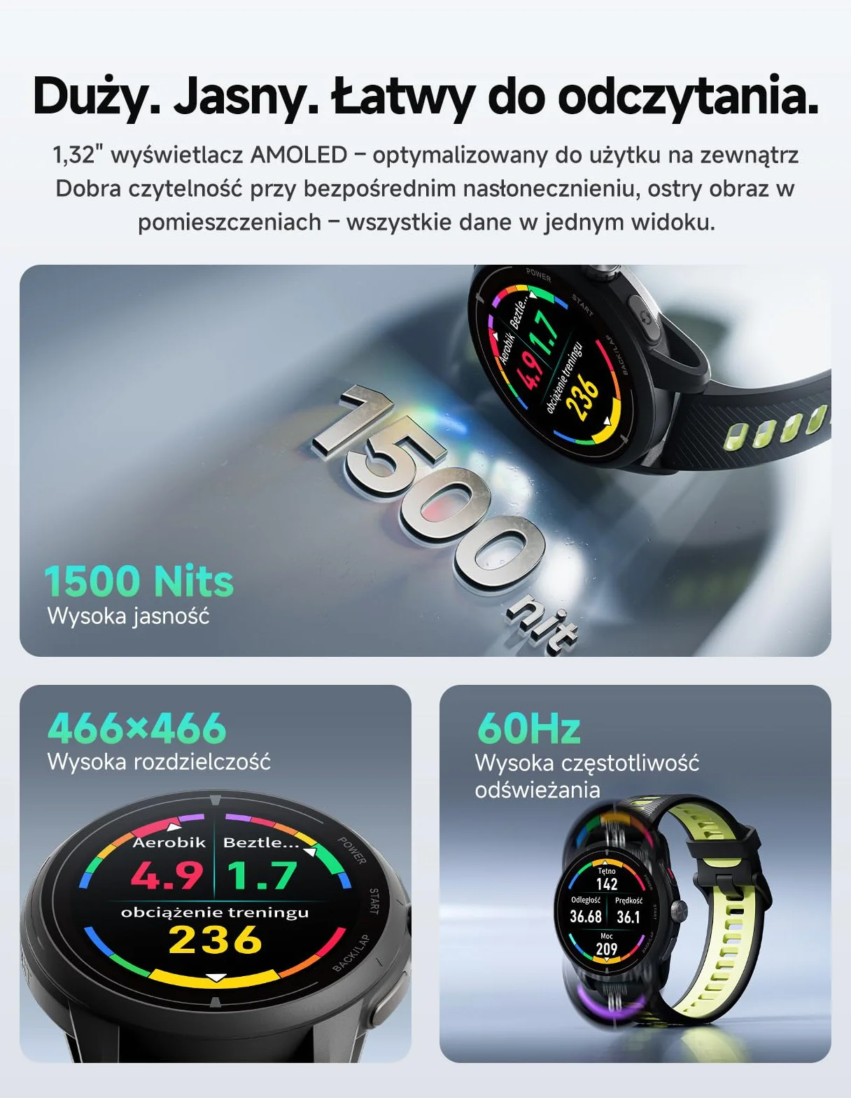 iGPSPORT VeRun Ultralekki Smartwatch AMOLED 1,32" GPS Dwuczęstotliwościowy 14 Dni Baterii Nawigacja Offline Szary