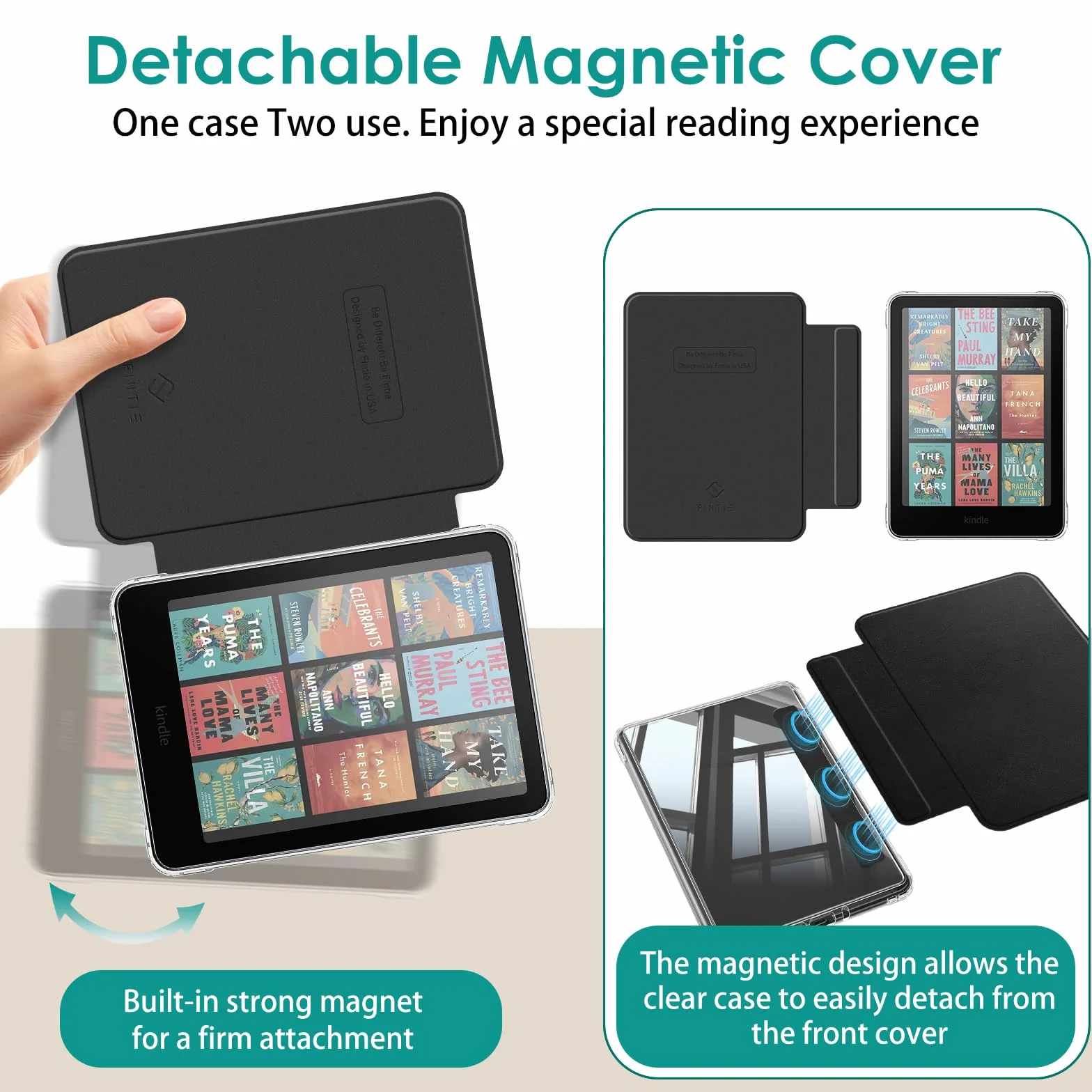 Fintie Etui magnetyczne do Kindle Paperwhite 12. generacji 2024, TPU odporne na uderzenia z automatycznym wygaszeniem