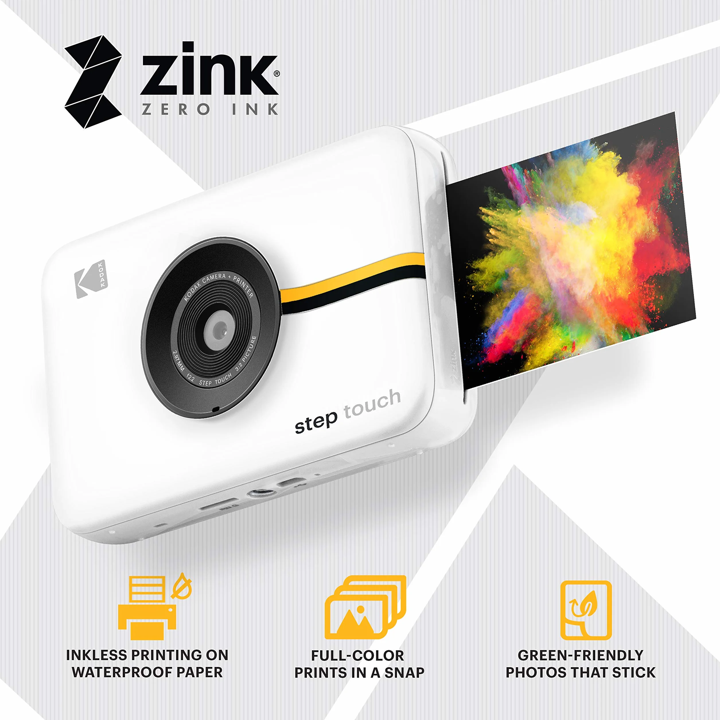 KODAK Step Touch Aparat błyskawiczny 3,5-calowy ekran dotykowy LCD czarny Bluetooth ZINK wideo HD 1080p
