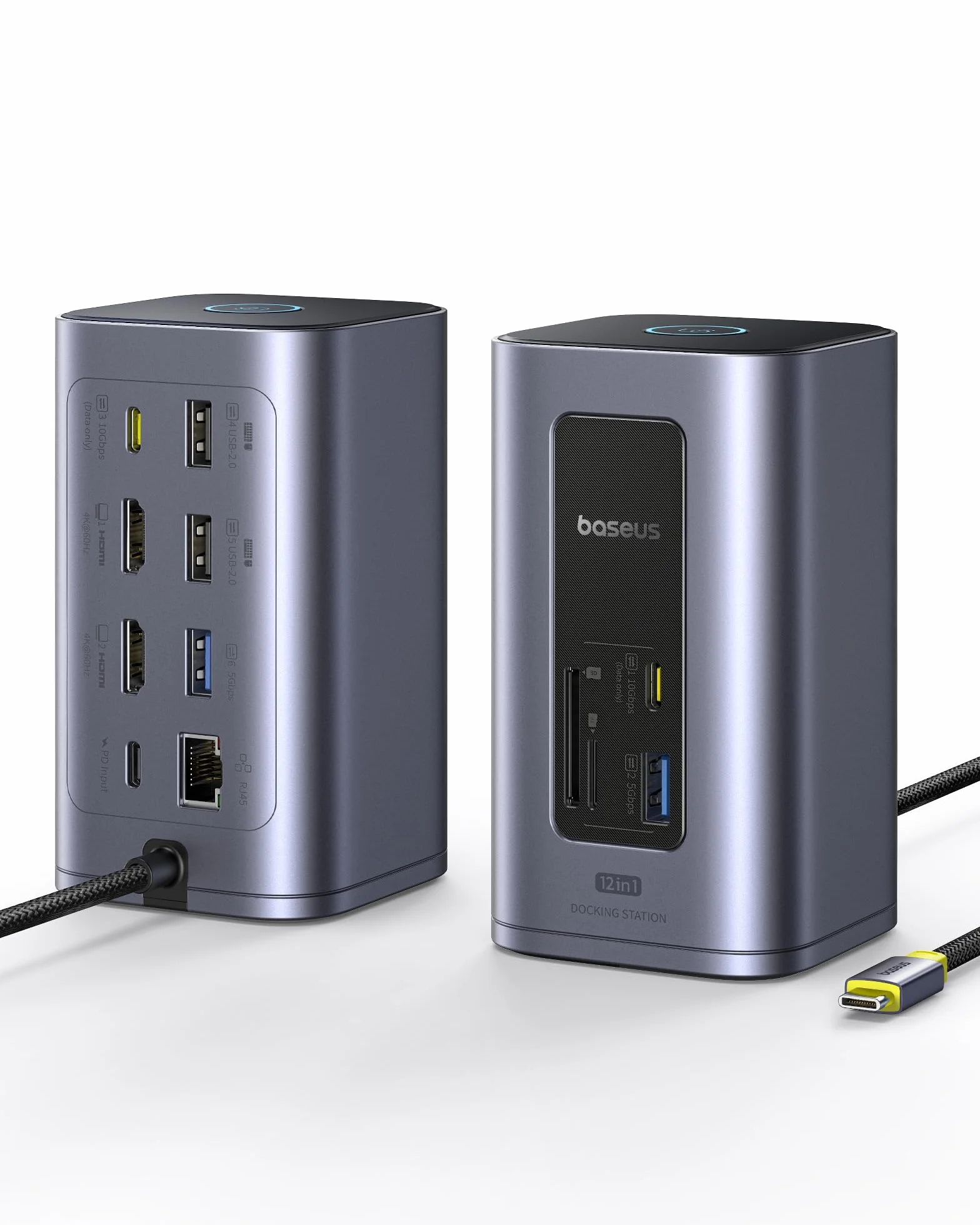 Baseus Stacja dokująca USB-C Nomos Air 12 w 1 2 x 4K HDMI 10 Gbps 100 W PD Gigabit Ethernet