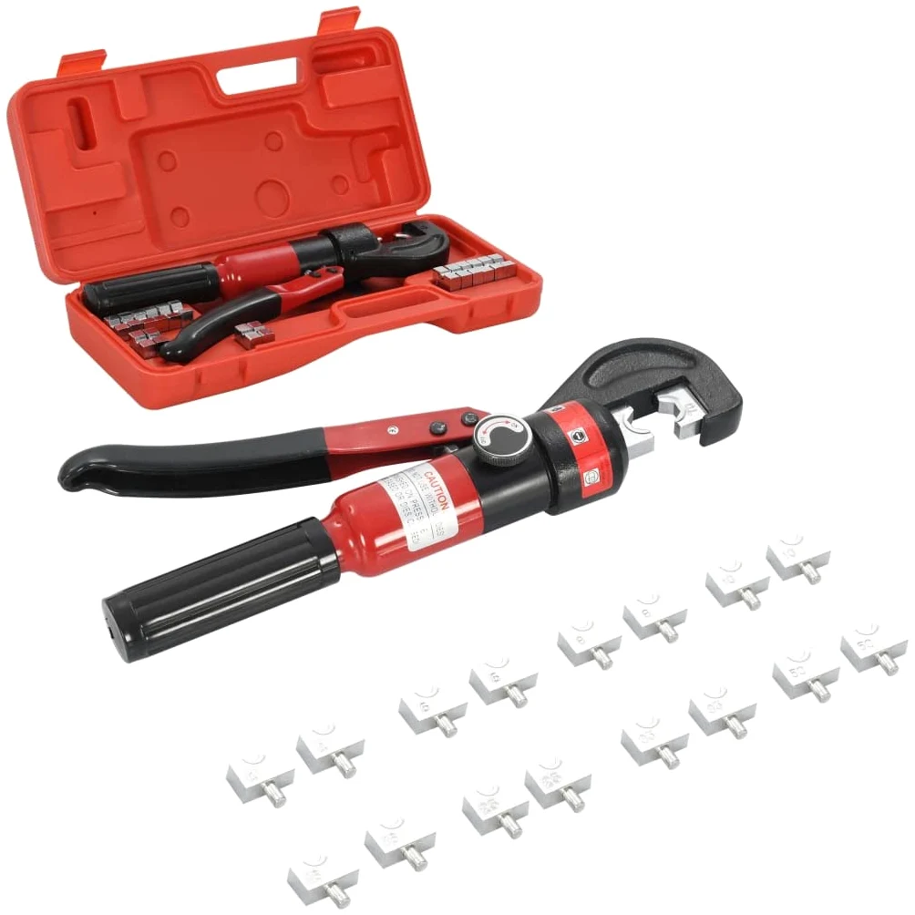 Hydrauliczne szczypce zaciskowe 4-70 mm² z walizką do przechowywania i 8 zestawami adapterów do montażu kabli, rzemiosła, elektroniki, hydrauliki, naprawy, regulowane, trwałe, ergonomiczne
