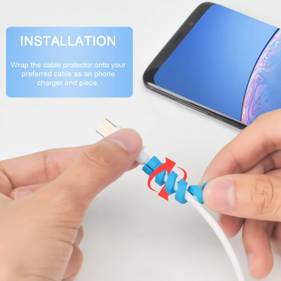 Silikonowy ochraniacz na kabel micro USB, elastyczny oszczędzający kabel do ładowarki, kombinezon ochronny kabla myszy, biały różowy