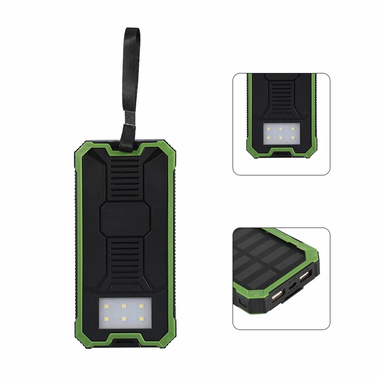 Power Bank Solar Charger 20000mAh Dual USB Szybkie ładowanie DIY Kit Zielony