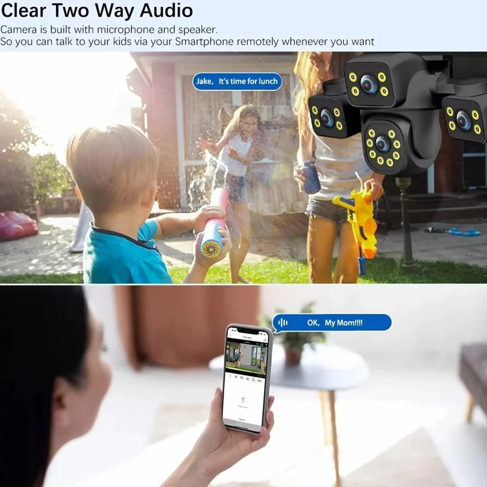 Nadzór wideo z 3 obiektywami Kamera 15MP Sieć Wi-Fi Kamera CCTV Bezprzewodowy Monitor 360° Zewnętrzne wodoodporne kamery bezpieczeństwa | 15MP WIFI NO Card