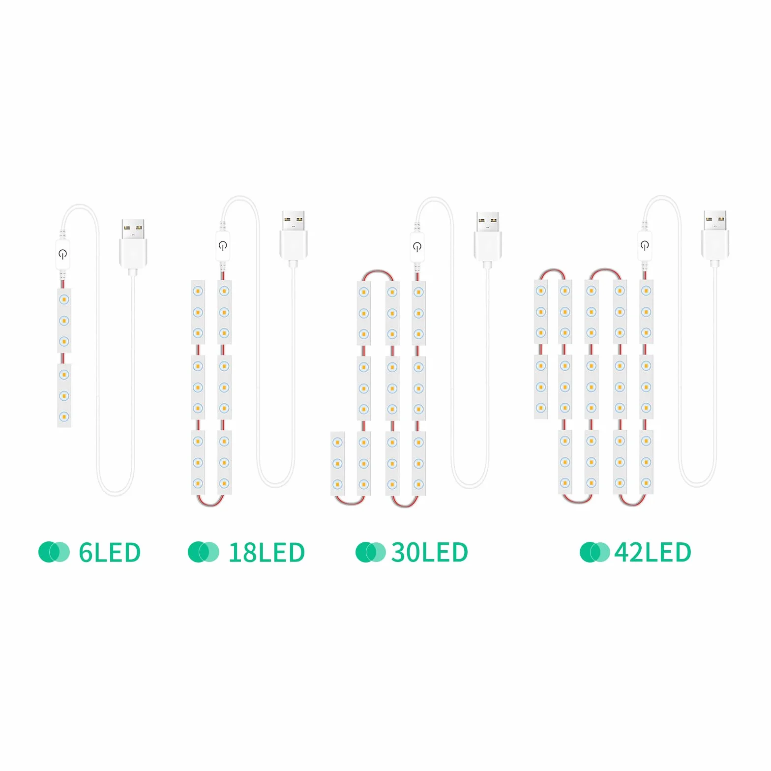 Taśmy LED, lusterko kosmetyczne LED, 18 diod LED, regulowane sterowanie dotykowe, oświetlenie lustra do makijażu do lustra łazienkowego z kablem USB, lusterko kosmetyczne