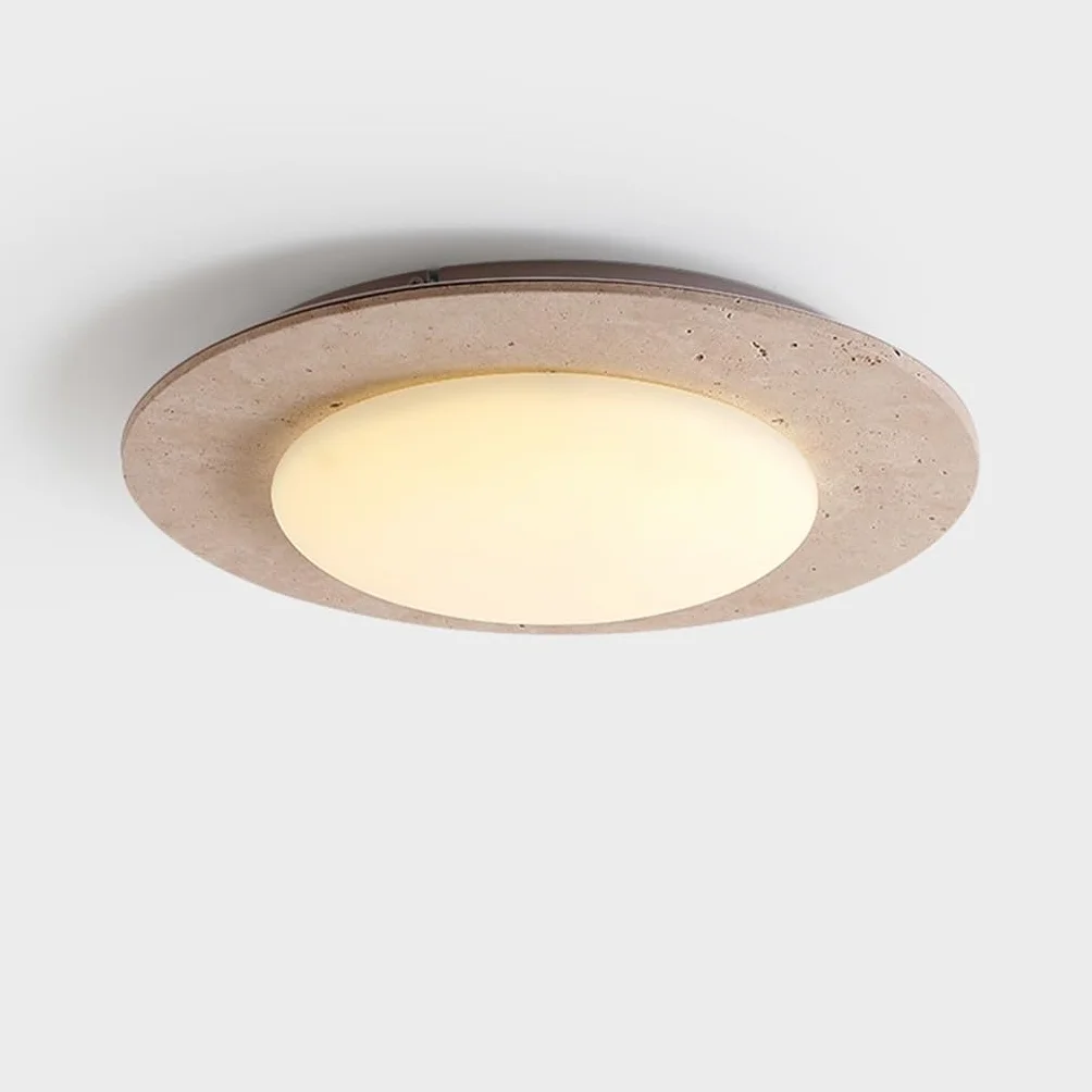 Plafon LED Trawertyn Wabi Sabi Ściemnialny Regulowana Temperatura Koloru Plafon Z Kamienia Naturalnego Dla Sypialni Salon Jadalnia Kuchnia Hotel Kawiarnia Dekoracja Wewnętrzna(A-50cm)