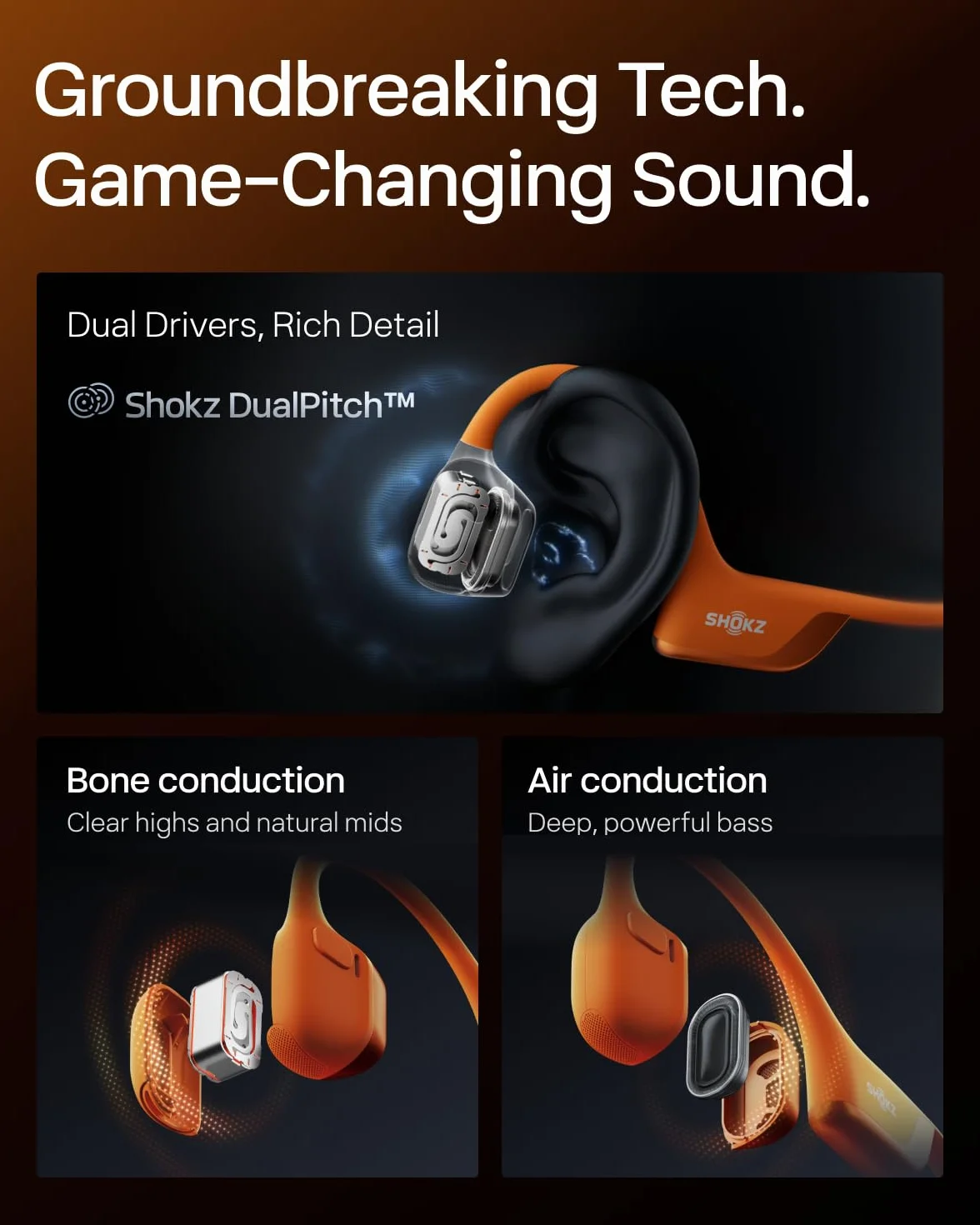 SHOKZ Słuchawki Sportowe OpenRun Pro 2 Mini z Przewodnictwem Kostnym, Bezprzewodowe z Bluetooth 5.3, Mikrofony Redukujące Hałas,12h Czasu Odtwarzania, USB-C Szybkie Ładowanie, Pomarańczowy
