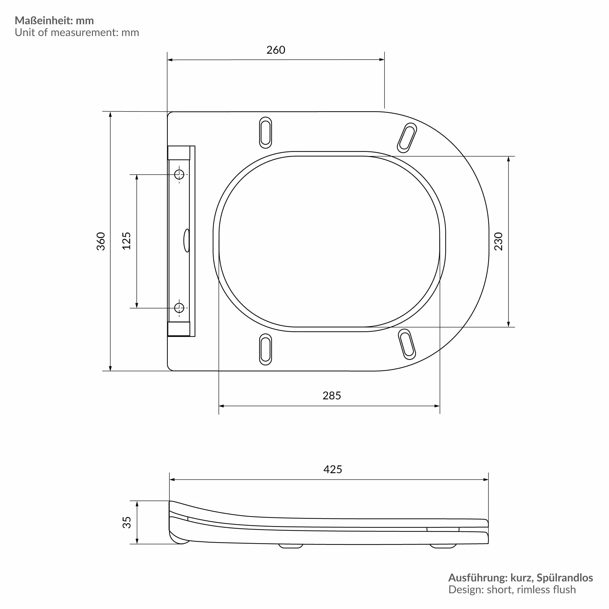 ECD Germany Rimless Toaleta wiszaca kompaktowa 49cm z powloka nano w odcieniu blyszczacej bieli ceramiczna miska z powloka antybakteryjna zdejmowana deska duroplastu z funkcja samoczynnego opuszczania