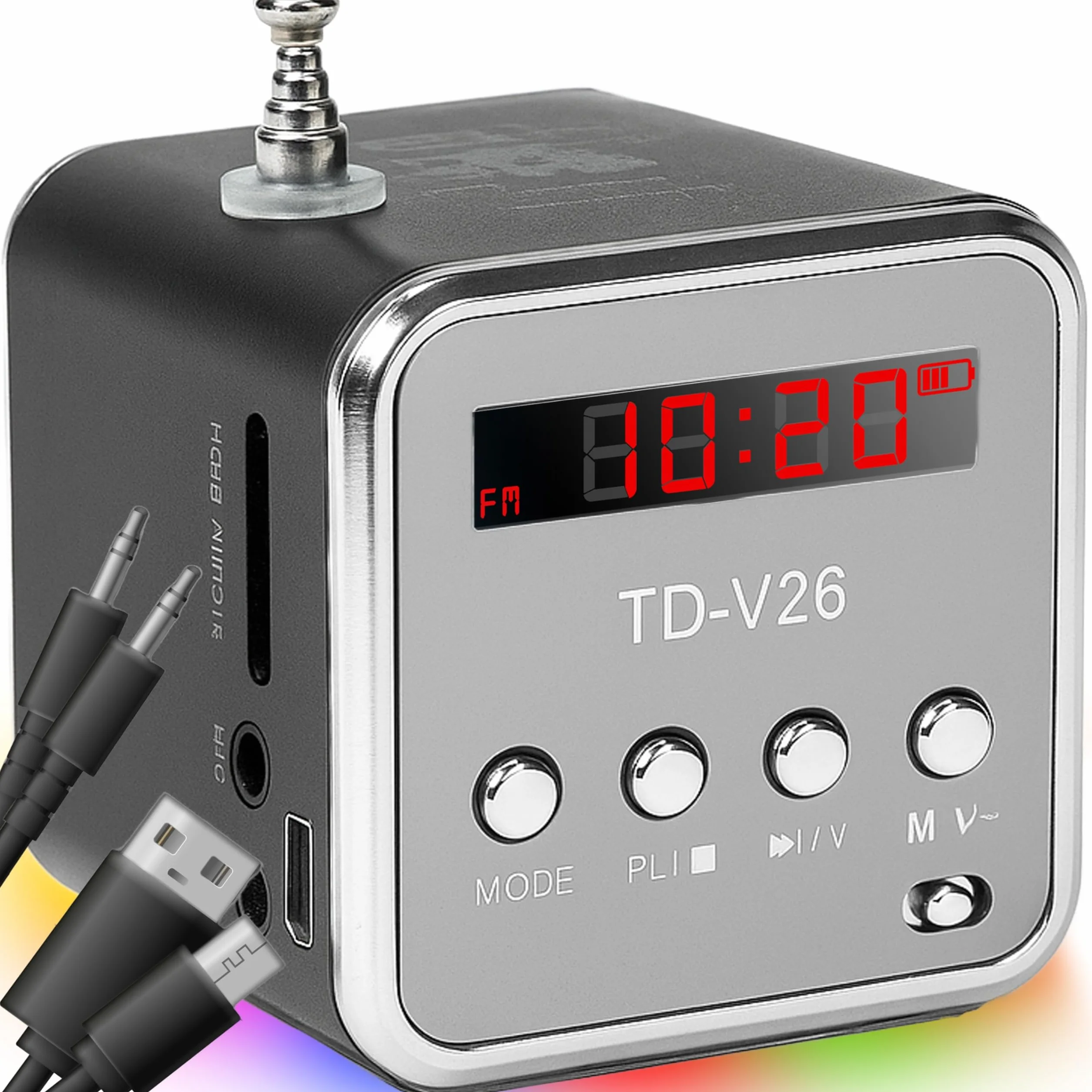 Retoo Głośnik Bluetooth Radio FM Mini Przenośny 3W LED