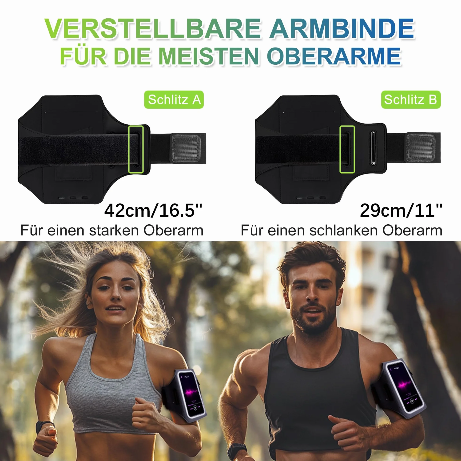 Bransoletka sportowa do joggingu z uchwytem na telefon etui Airpods MP3 iPhone 16/15/14/13 Pro Max Galaxy S24+/S23+/S22/S21 6,0-6,7 cala