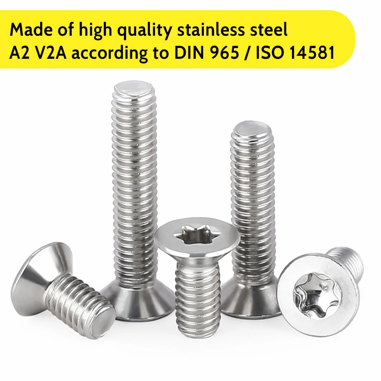 20 Sztuk Śrub z lbem Wpuszczanym M8x12mm, Wkręty Torx M8 ze Stali Nierdzewnej A2 V2A, z Napędem Sześciokątnym, Sruby z łbem Płaskim,z Główką w Kształcie Gwiazdy