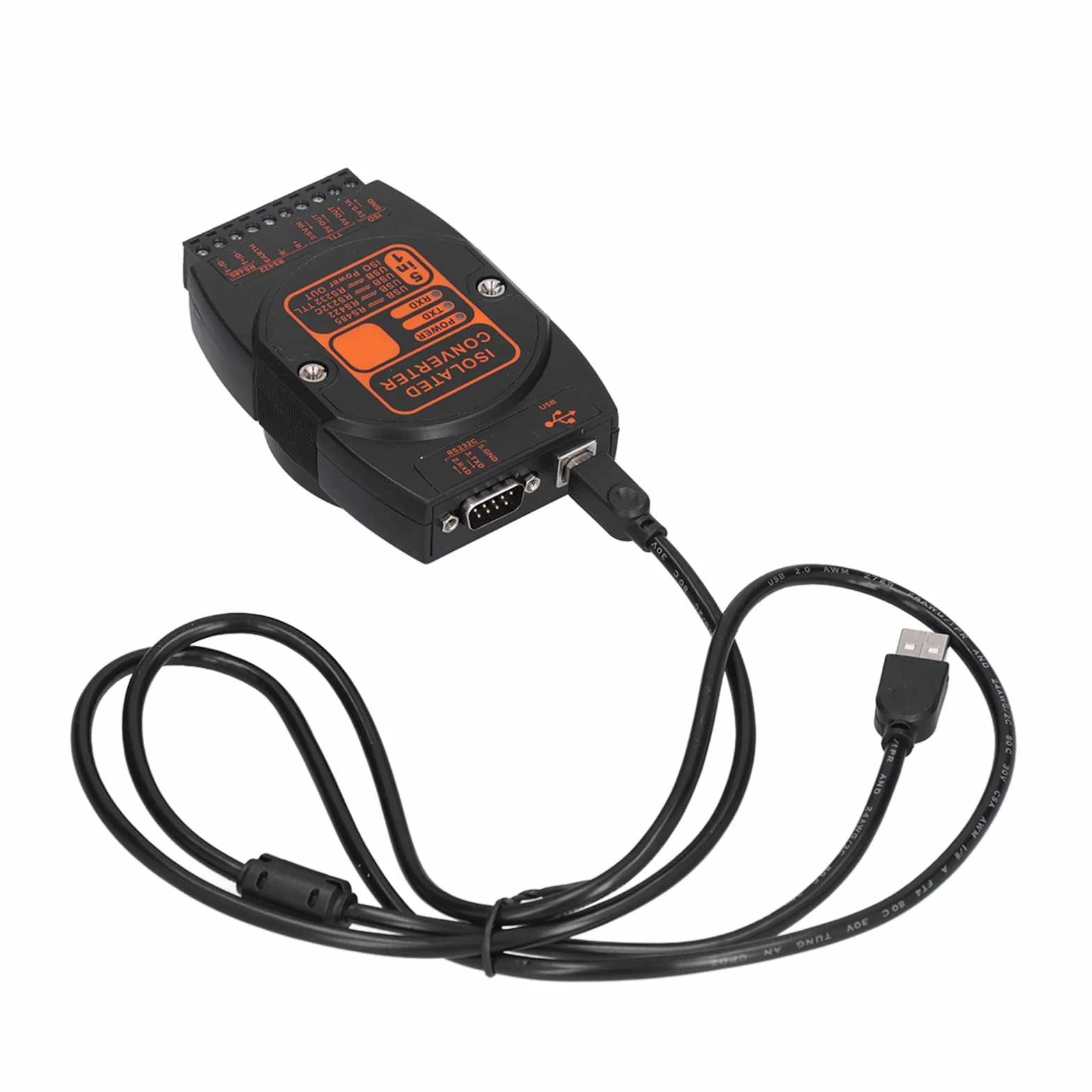 Cocoarm Adapter USB na Obudowa Ognioodporna ABS Konwerter USB na Izolacja 5 W 1 422 232 TTL Izolowana Moc 2 W 256 Węzłów do Sterowania Przemysłowego Komunikacja PLC ((Szybkość komunikacji 200 Kb))