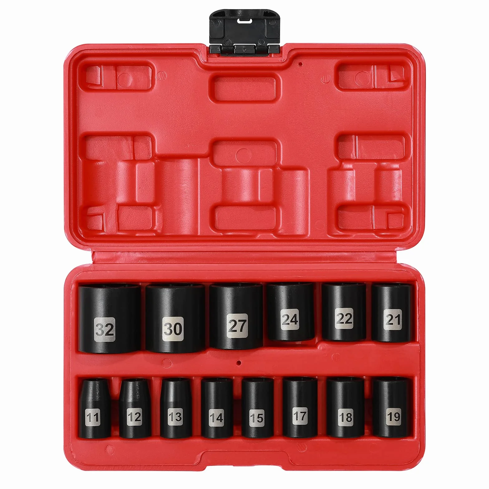 Mayouko Zestaw płytkich gniazd metrycznych 1/2", CR-V, 6 punktów, 14 sztuk, 11 mm do 32 mm