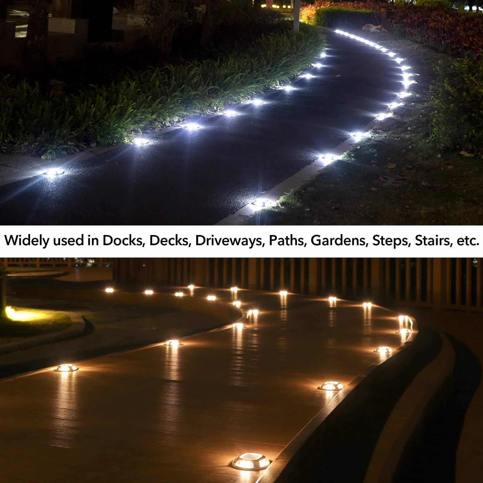 AGPTEK 8 x zewnętrzna lampa solarna IP68, wodoodporna lampa ogrodowa z 2 trybami oświetlenia, do ogrodu, podwórza, podjazdu, schodów, chodników, korytarzy, patio, trawnika