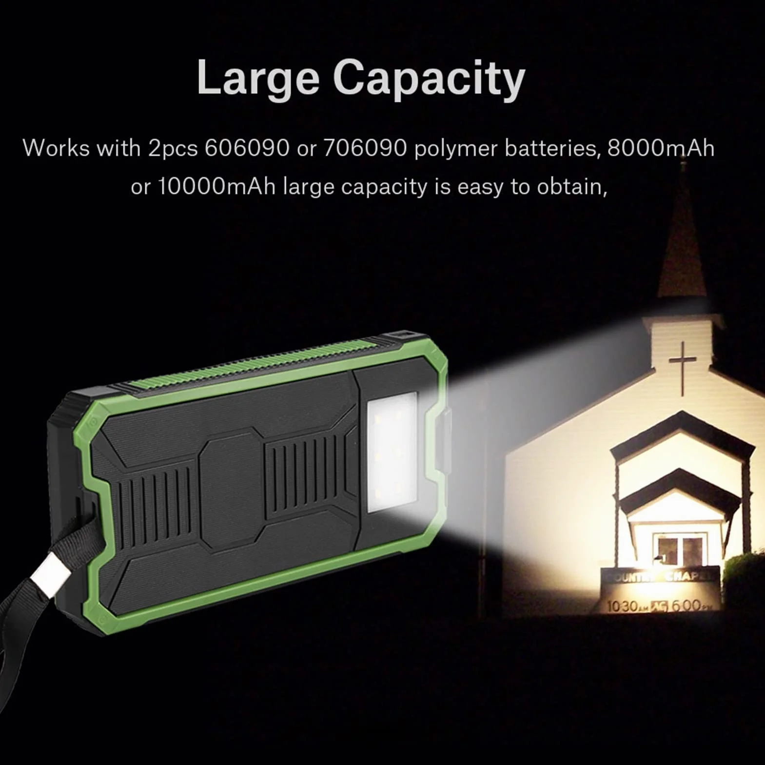 Power Bank Solar Charger 20000mAh Dual USB Szybkie ładowanie DIY Kit Zielony