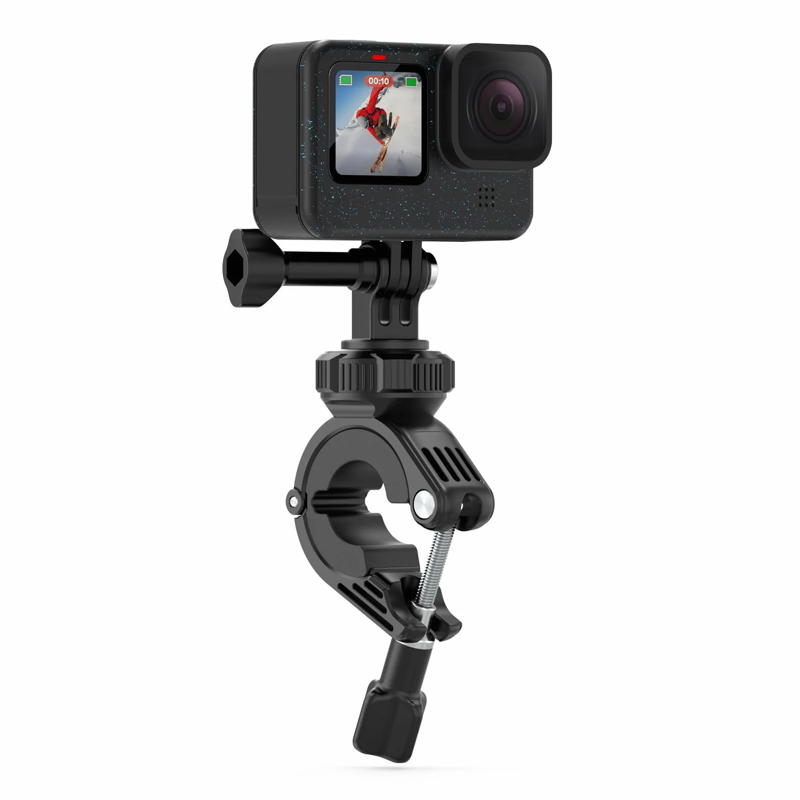 Uchwyt na Rowerowy Motocykla Słup Zaciskowy Kompatybilny z GoPro Hero 13 12 11 10 9 8 7 6 5 Session DJI Osmo Kamery Sportowe Obrót 360°