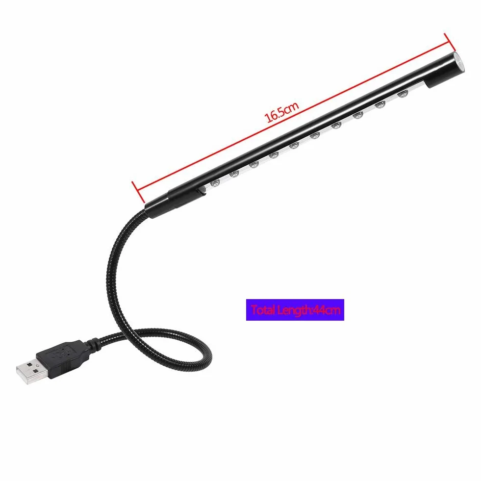 Lampka LED do laptopa 5V USB przenośna obrotowa elastyczna mini ochrona oczu czarna