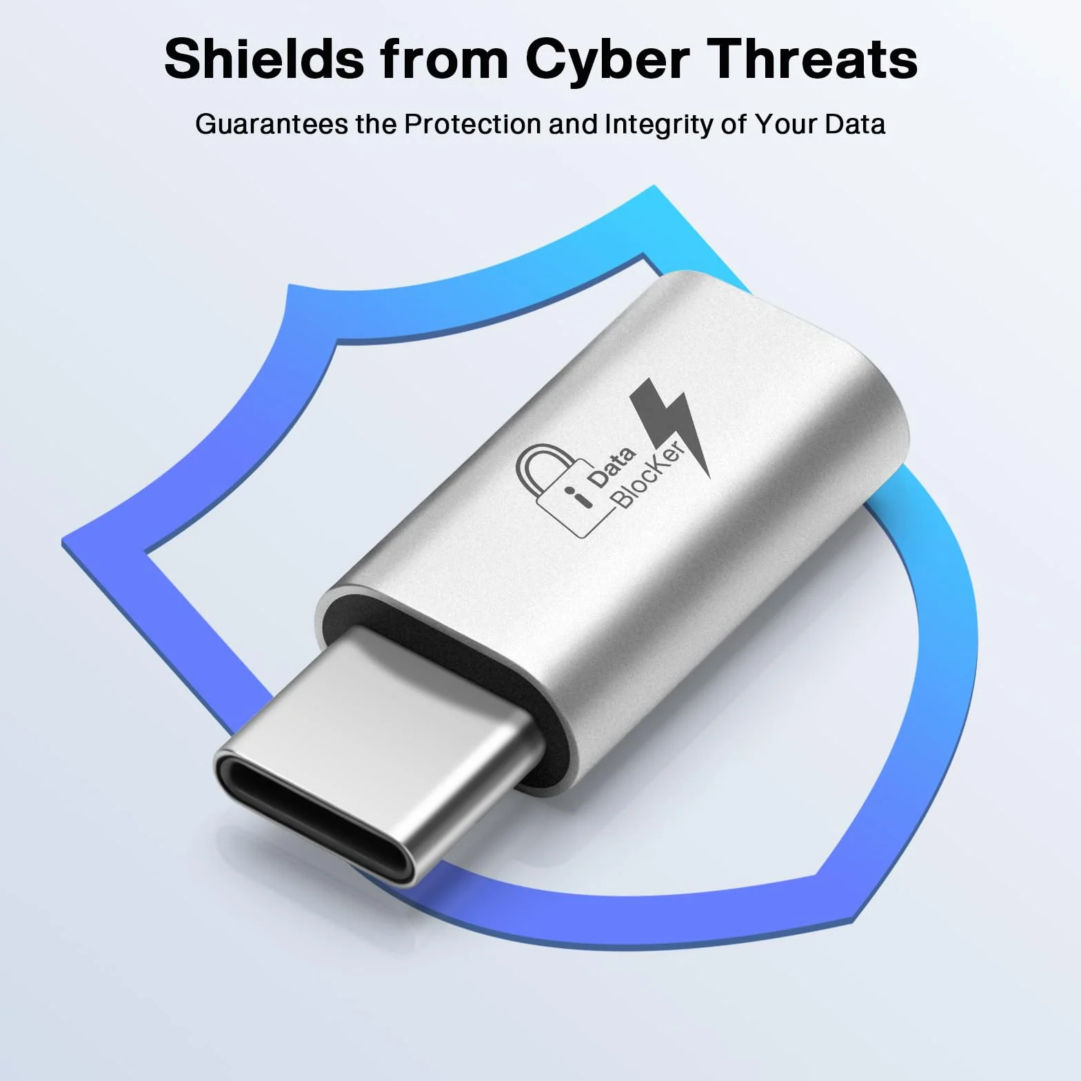 Blokada danych USB-C do C Anti Juice Jacking, tylko do ładowania, PD 140 W, srebrny, 2 szt.