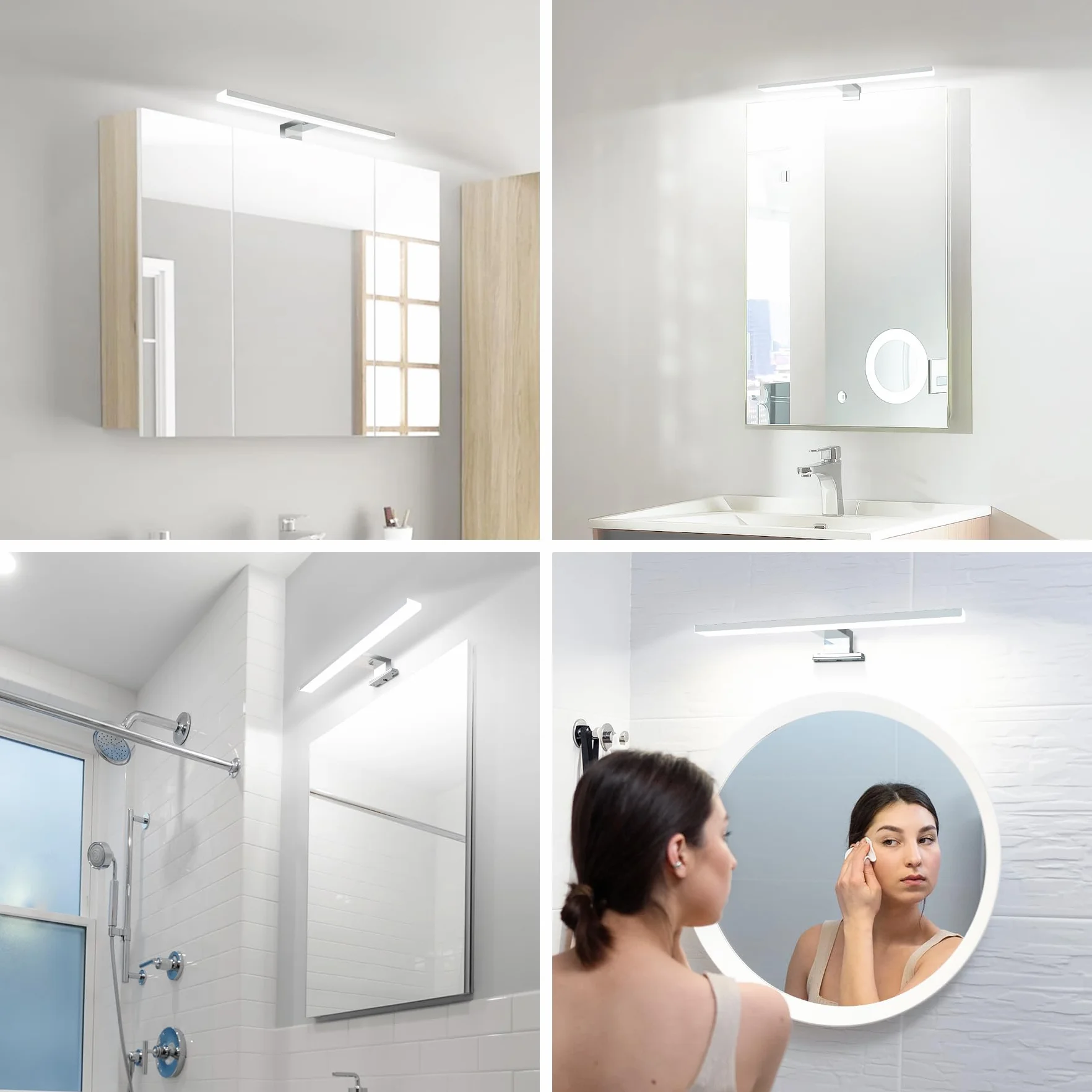 Lampa łazienkowa LED nad lustro, 5 W, neutralna biel, 4000 K, lampa ścienna 500 lm, lampa do lustra z wtyczką, montaż 3 w 1, 30 cm, IP44, lampa łazienkowa z lustrem, 230 V, 300 mm