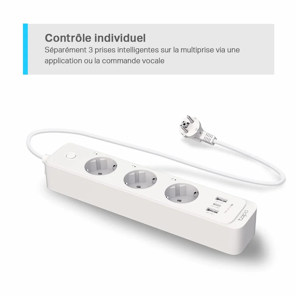 TP-Link Tapo P300 Inteligentna listwa zasilająca Wi-Fi 3 gniazdka 3 porty USB monitorowanie energii Alexa Google Home
