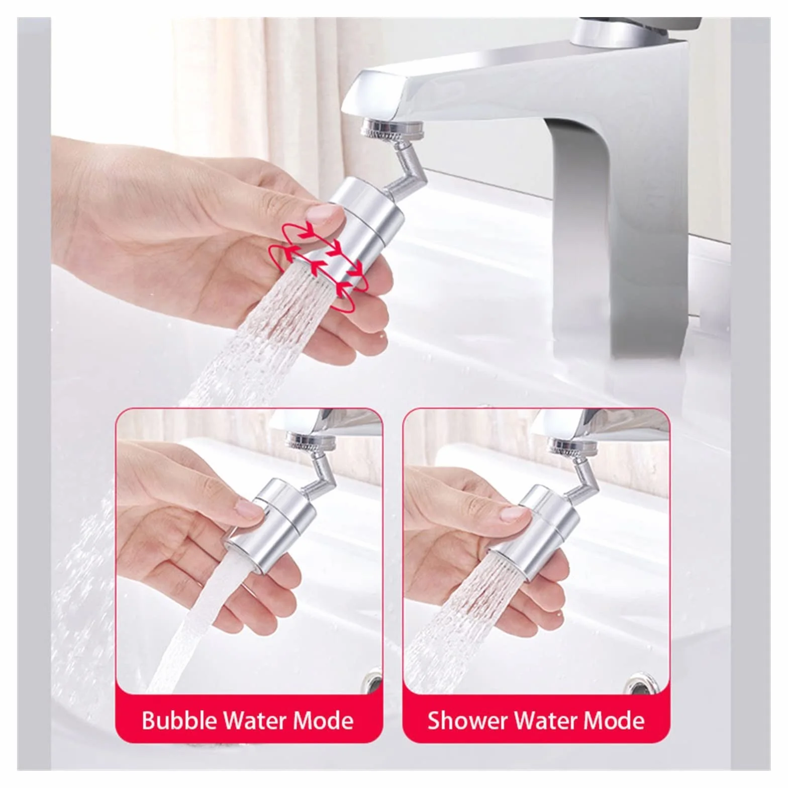 Obróć obrotowy kran Aerator kran zlew Aerator 720 stopni obrotowa dysza wylotowa wody przedłużacz do kranu Bubbler kuchnia akcesoria łazienkowe