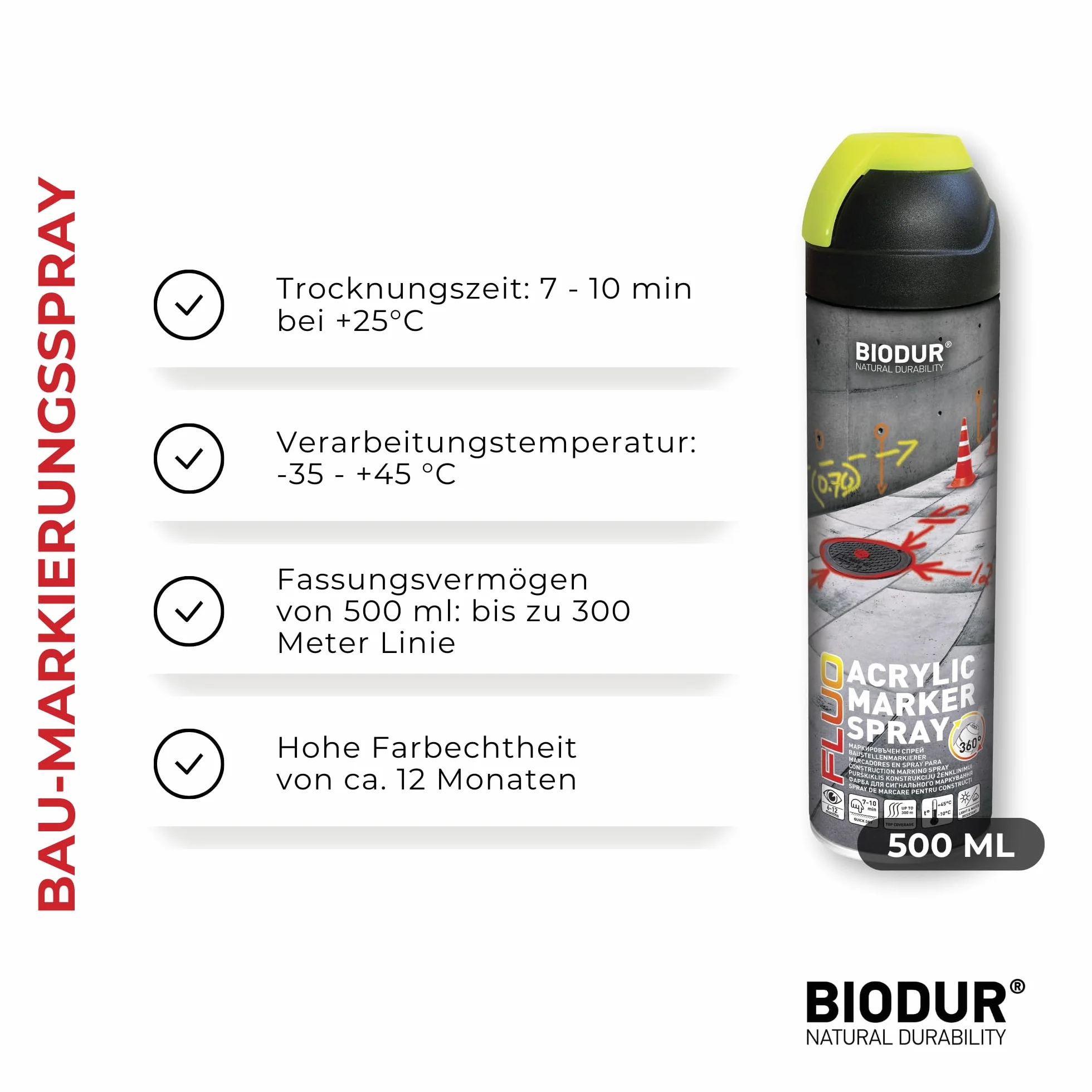 marker budowlany w sprayu 500 ml farba sygnalizacyjna farba do znakowania kolor żółty