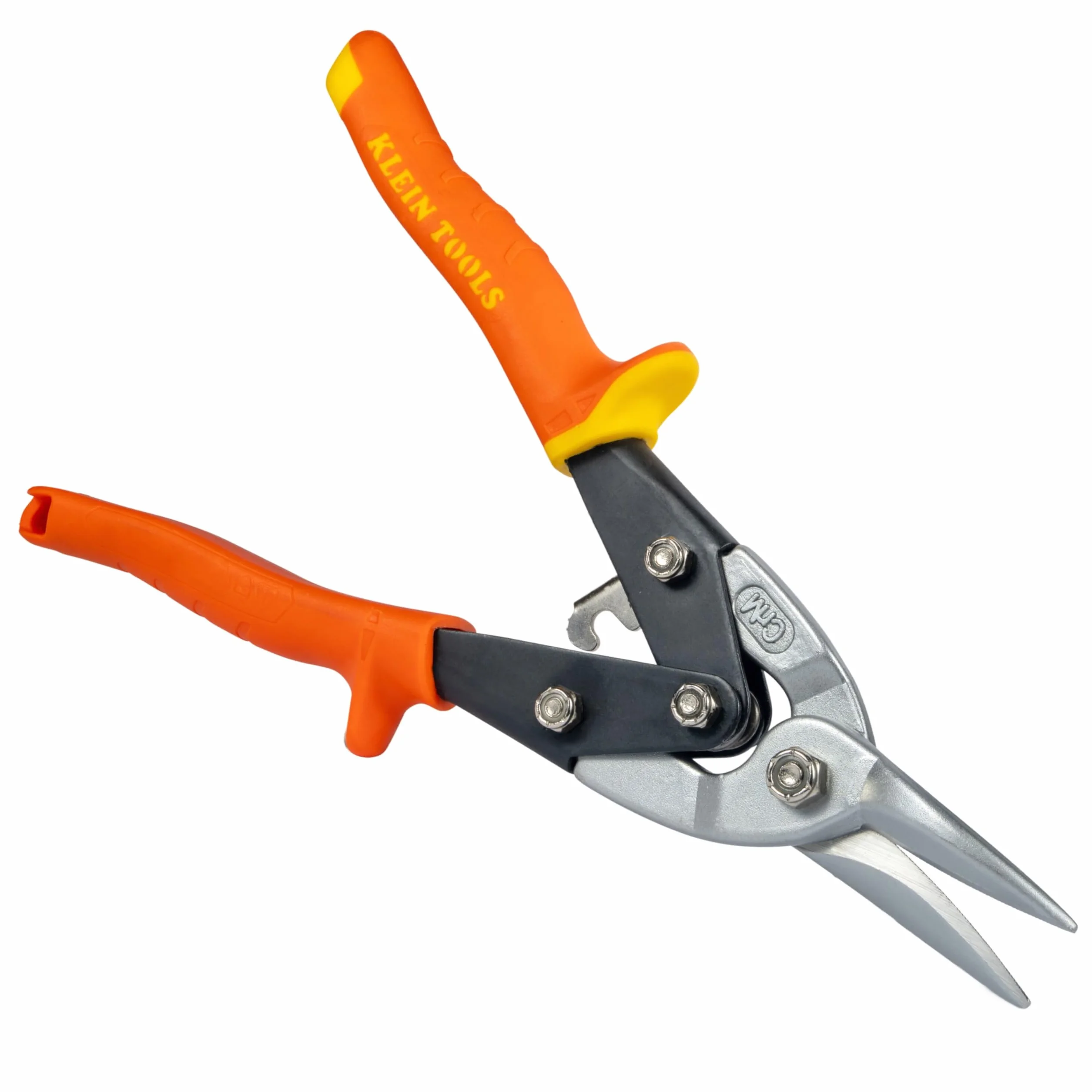 Klein Tools Nożyce do metalu 1202S, nożyce lotnicze z przecinakiem do drutu, proste cięcie, żółte