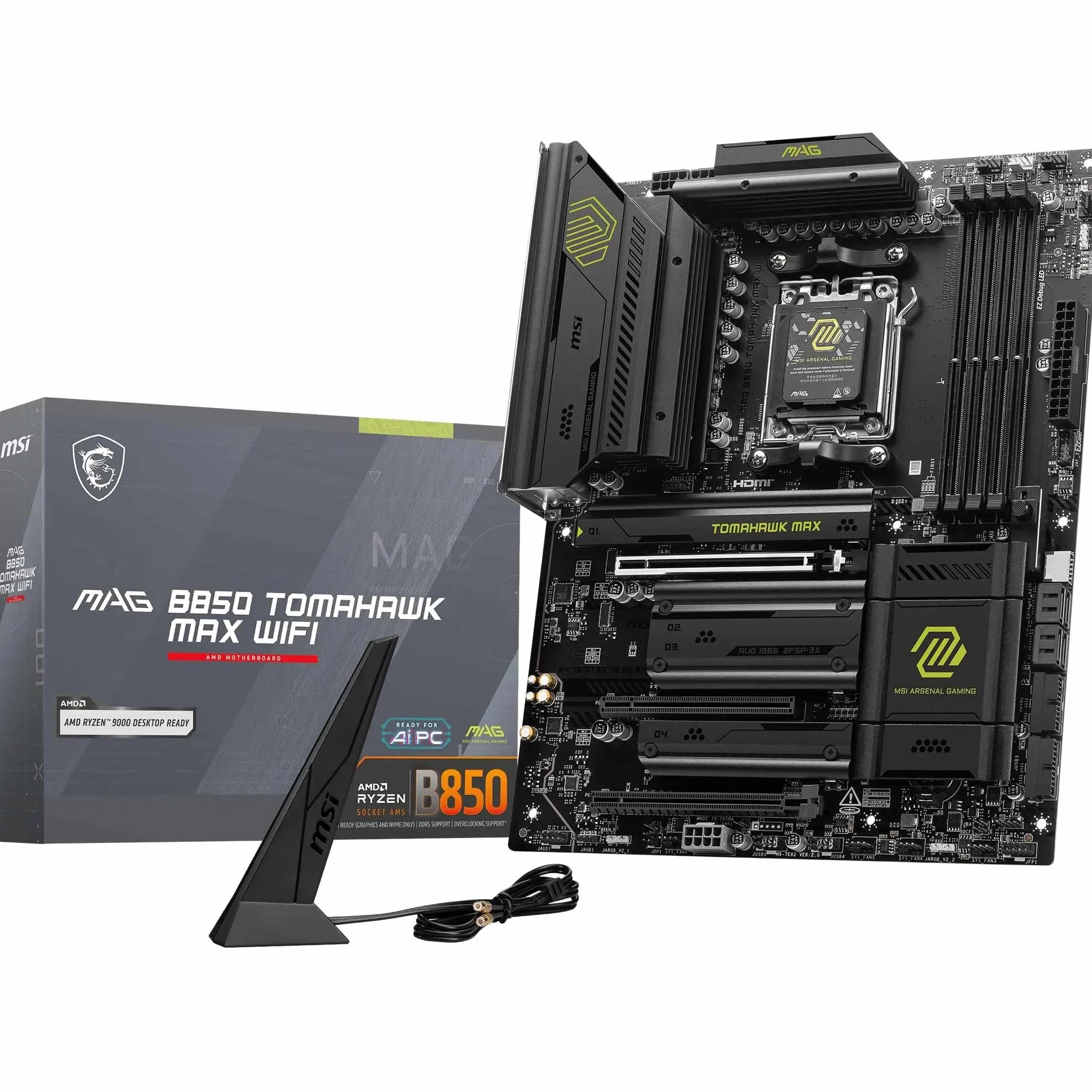 MSI MAG B850 TOMAHAWK MAX WIFI Płyta główna ATX AMD Ryzen 9000/8000/7000 AM5 DDR5 8400+ MT/s PCIe 5.0 M.2 Gen5 Wi-Fi 7 5G LAN