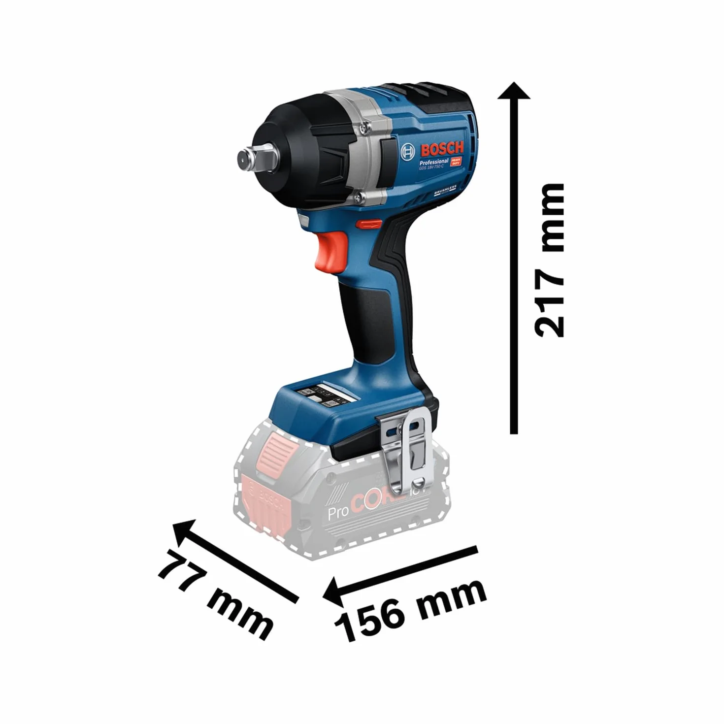 Bosch Professional 18 V firmy Bosch: akumulatorowy klucz udarowy GDS 18V-750 C (2x GBA 5.0Ah, ładowarka GAL 18V-40, walizka L-BOXX)