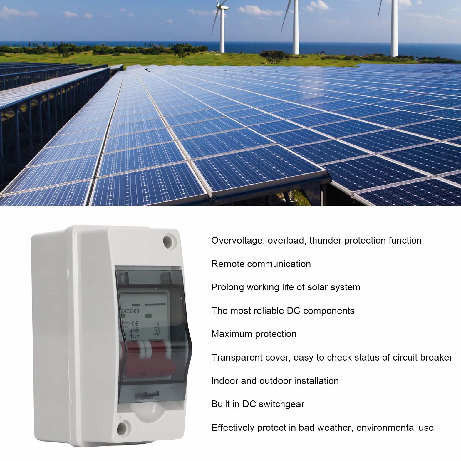 Przełącznik Izolujący DC DC, DC500V IP65 PV Rozłącznik Słoneczny Fotowoltaiczny Izolator Obwodu Miniaturowy Wyłącznik RV Box Wodoodporny (20A)