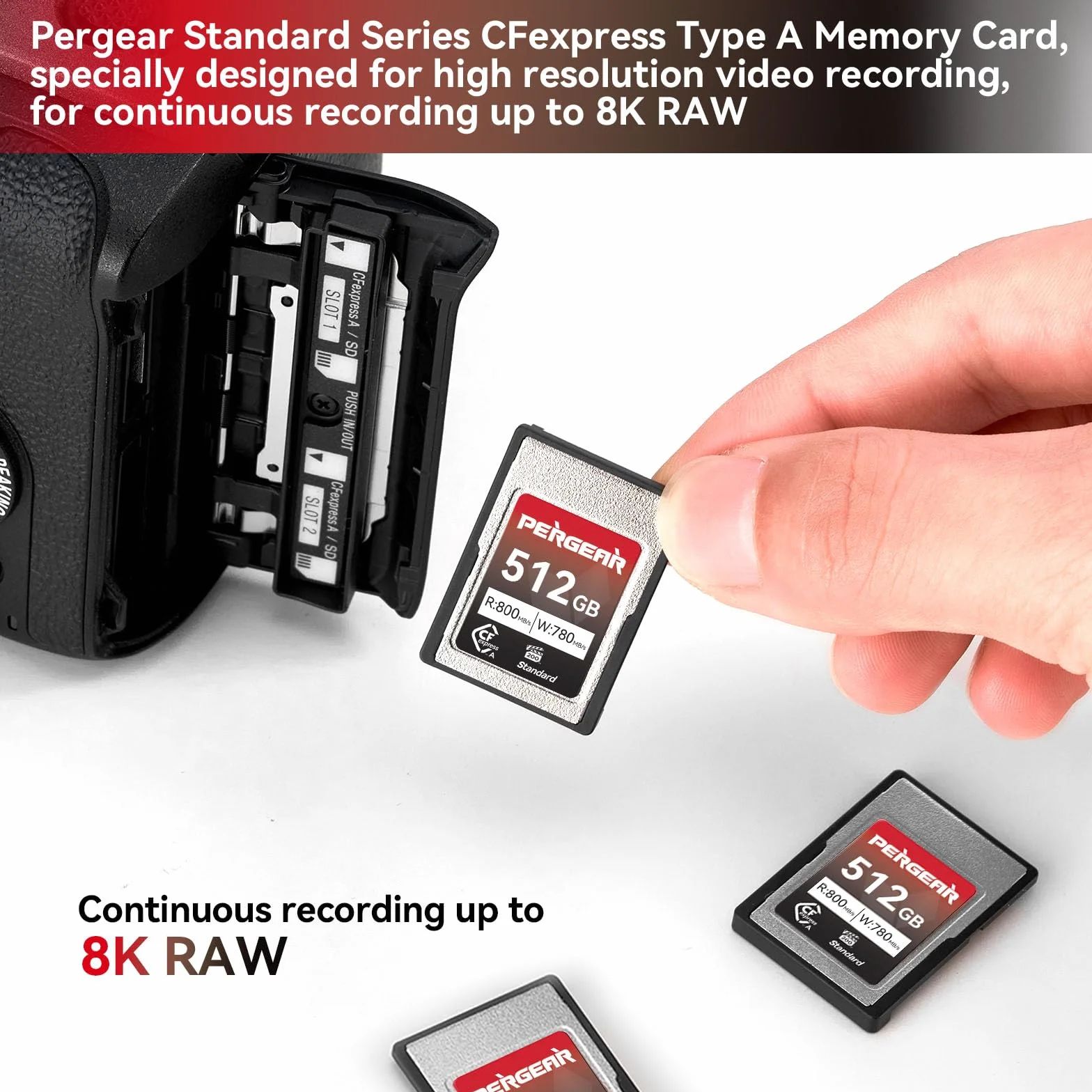 Pergear Karta pamięci CFexpress typu A 512GB 800MB/s odczytu 780MB/s zapisu 2-pakiet Sony Alpha