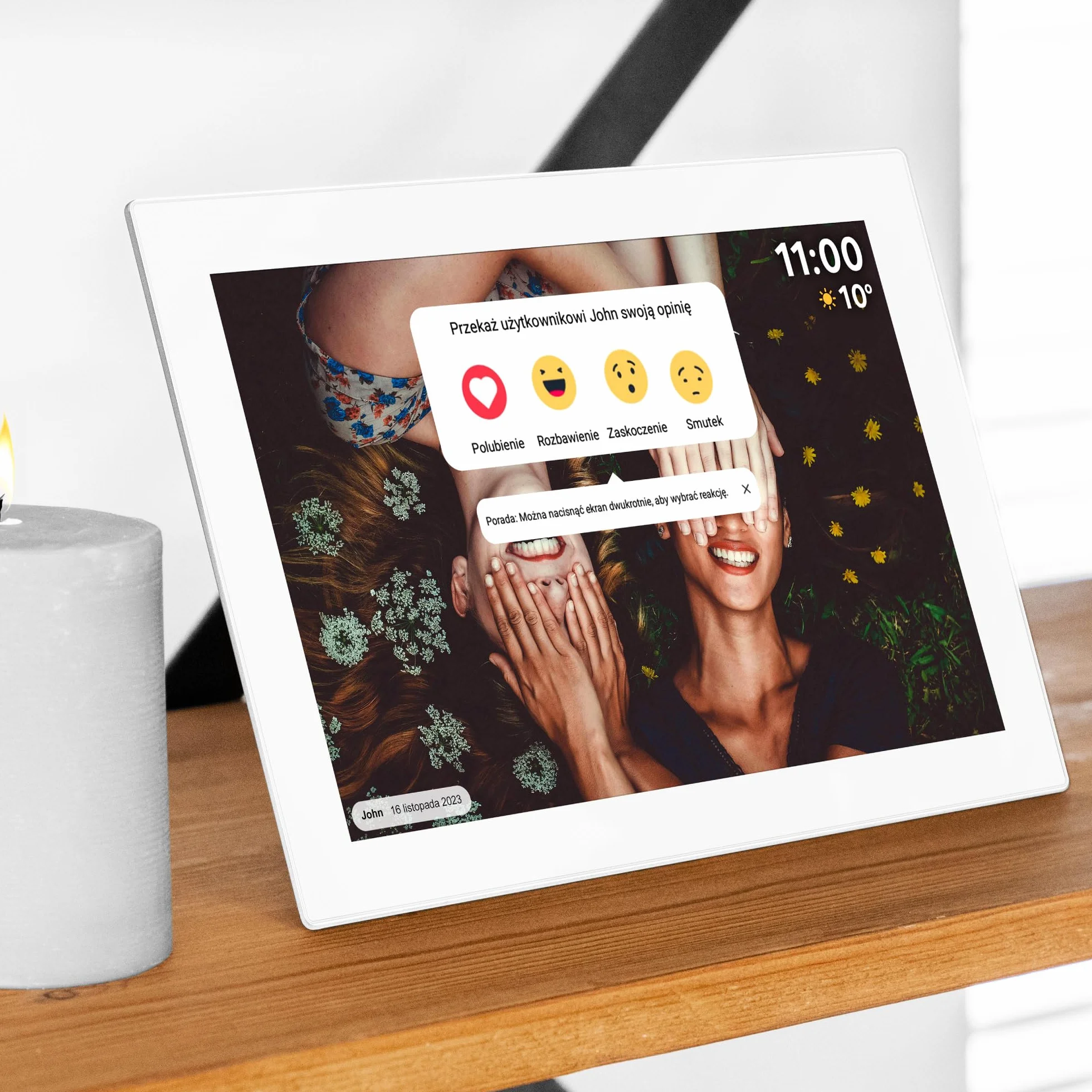 Krüger&Matz Cyfrowa Ramka na Zdjęcia FRAMEO 1280 x 800 px 10,1" Wi-Fi MicroSD Timer Pogoda Biała KM1100W