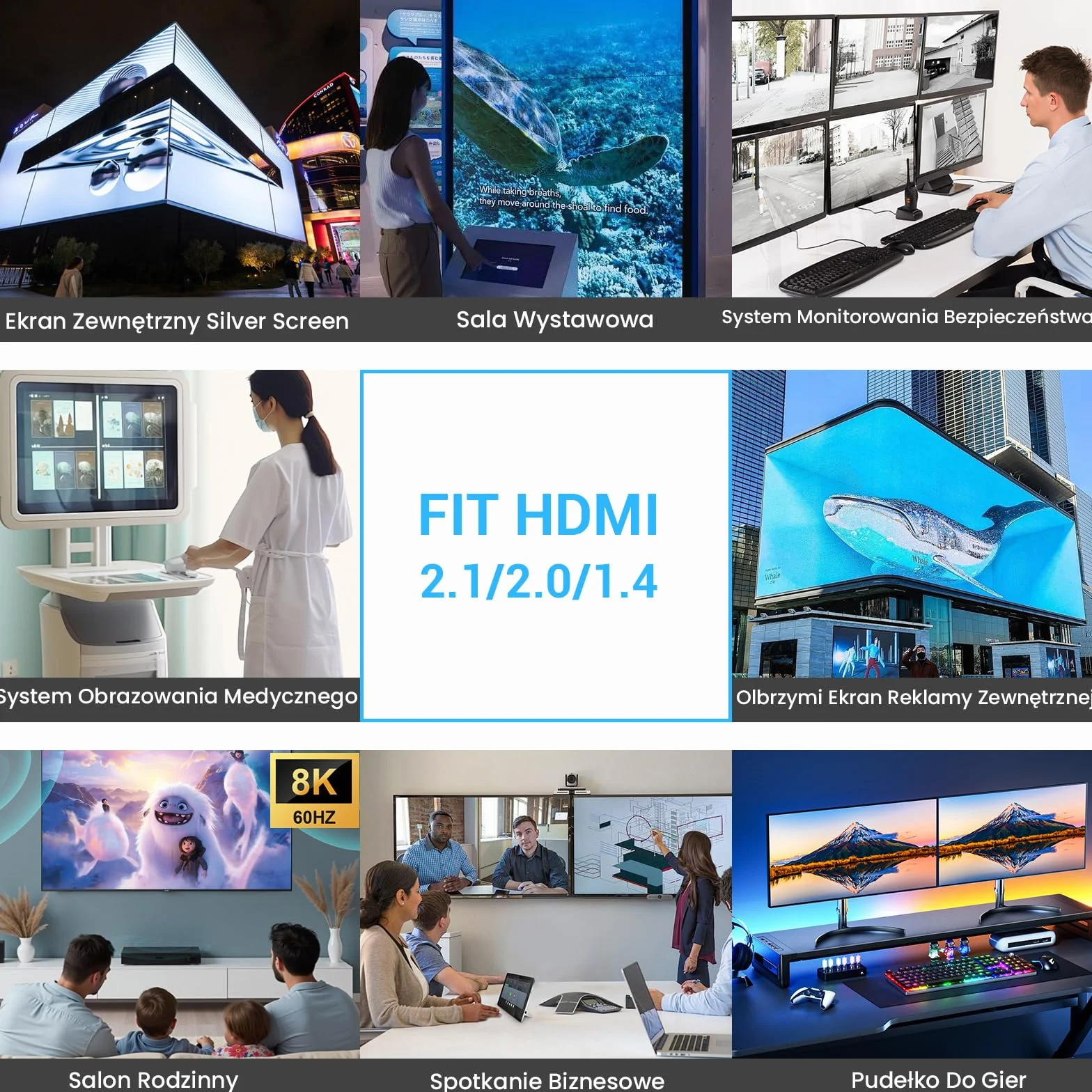 Etseinri 10K 8K 4K Kabel HDMI 2.1 2M, Certyfikowany 48Gbps Ultra Wysokiej Prędkości Kabel HDMI® 4K 240Hz 165Hz 120Hz 8K 60Hz 10K Przewód HDMI HDCP 2.3 Dolby Atmos eARC HDR10+ TV PC Monitor Projektor