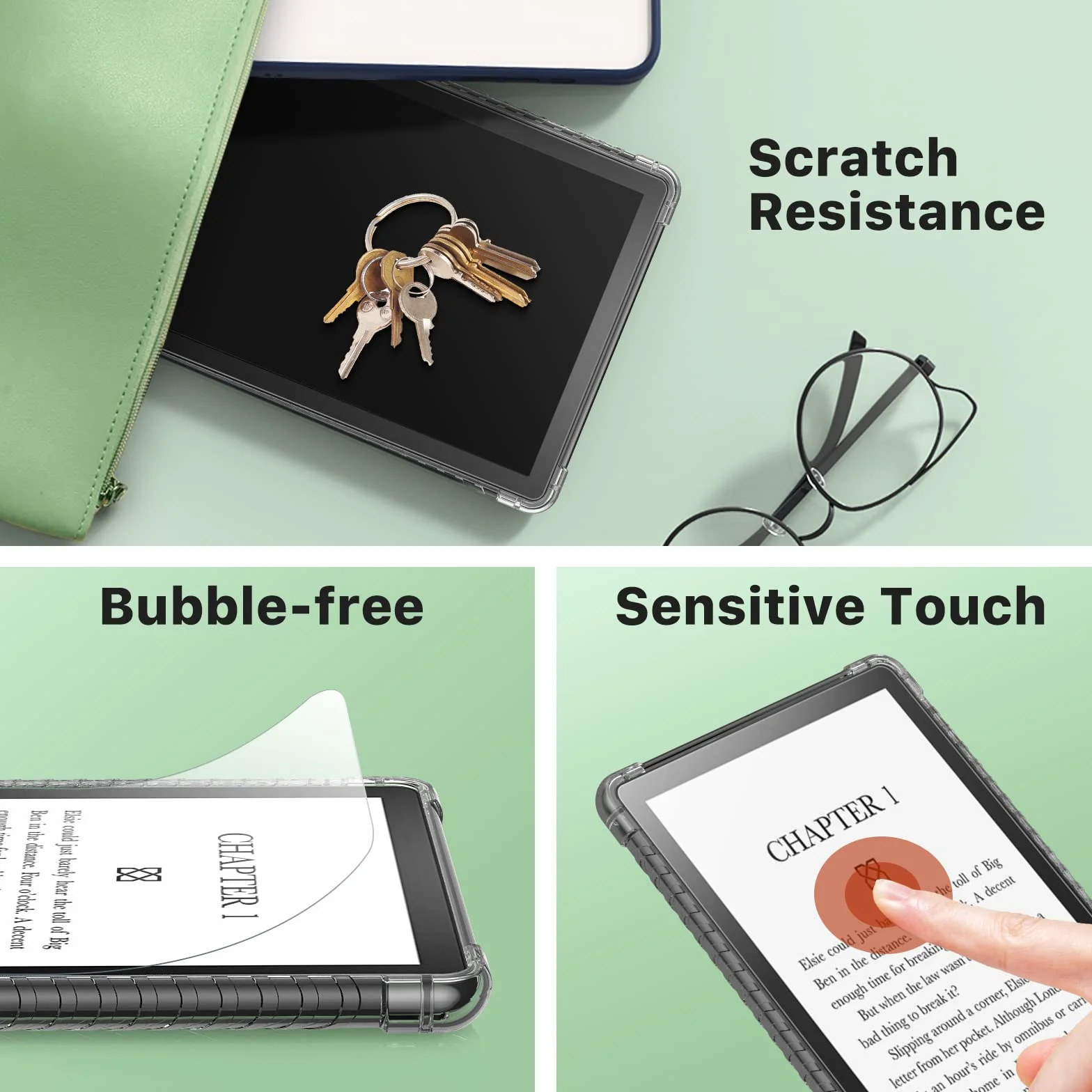 MoKo [2-Pack Screen Protector and Case for 6.8" Kindle Paperwhite (11th Generation-2021) and Kindle Paperwhite Signature Edition, Slim Soft TPU Case with Anti-Glare Premium PET Matte Protective Film