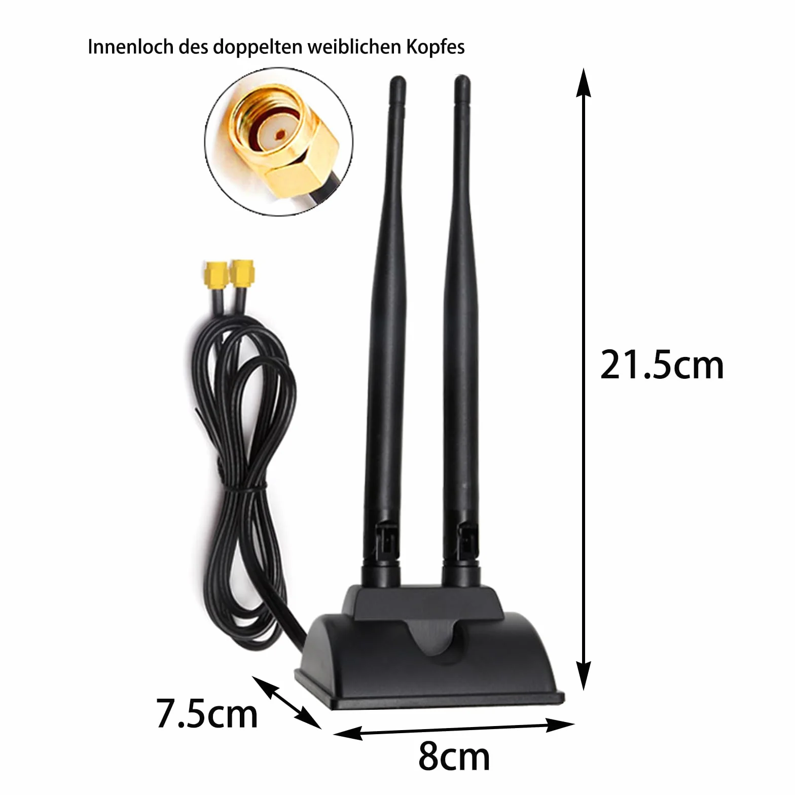 GERUI Tianxian-01 dwuzakresowa antena Wi-Fi 8 dBi 2,4 GHz 5,8 GHz SMA Bluetooth 6DB wielokierunkowa High Gain z podstawą magnetyczną